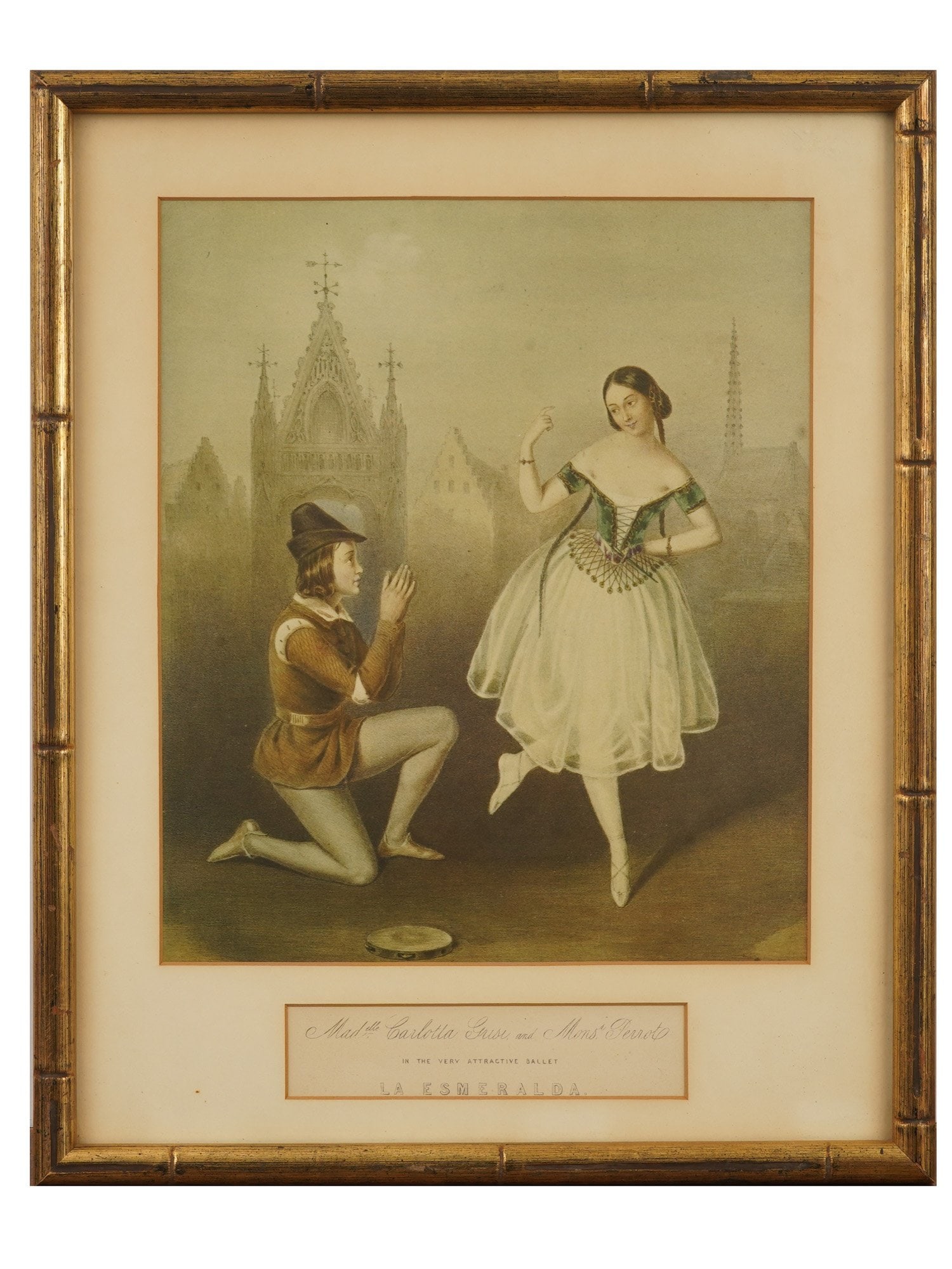 ENGLISH FRENCH ESMERALDA BALLET SCENE LITHOGRAPH FRAMED (1 of 4)
