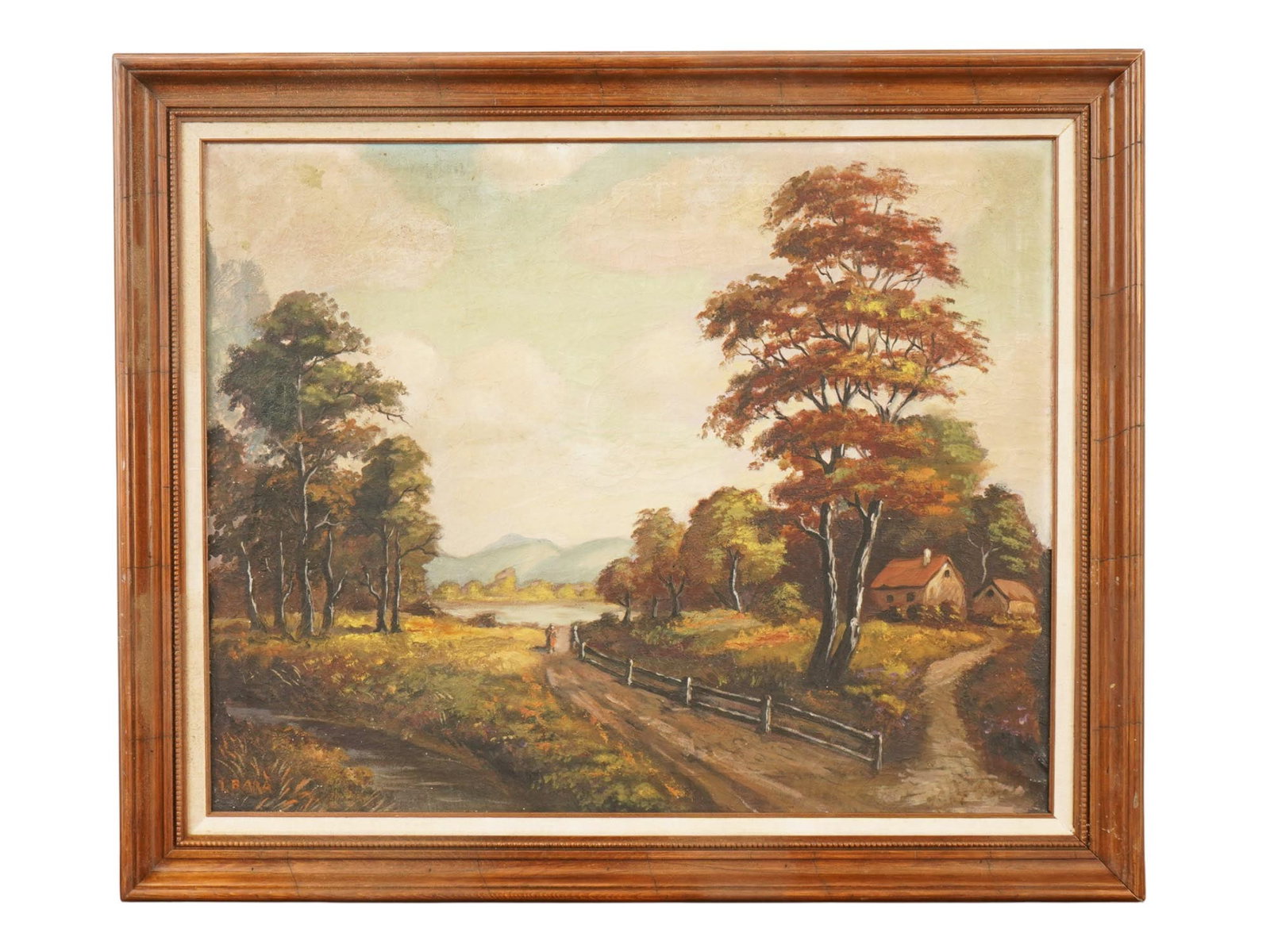 EUROPEAN LANDSCAPE OIL PAINTING SIGNED BY ARTIST BARA: A European School oil painting on canvas depicting a rural landscape. Signed by the artist, Bara, lower left. Framed. Antique and Vintage Fine Art, Landscape and Village Oil Paintings, and Collectible