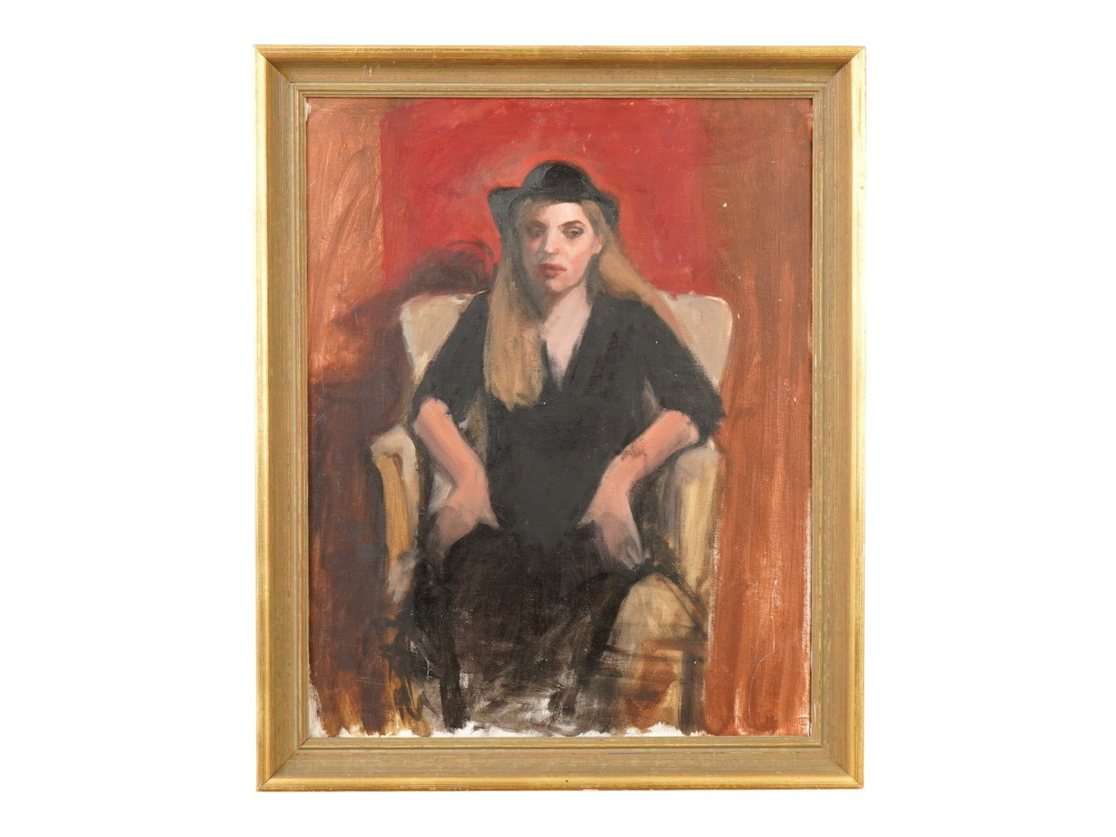 MODERNIST FEMALE PORTRAIT OIL PAINTING SIGNED: A Modernist oil painting on canvas depicting a portrait of a woman. Framed. Inscribed, Harry Winters, and dated January 72, on the backside. Modernist and Contemporary Fine Art, Female Portrait Oil Pa