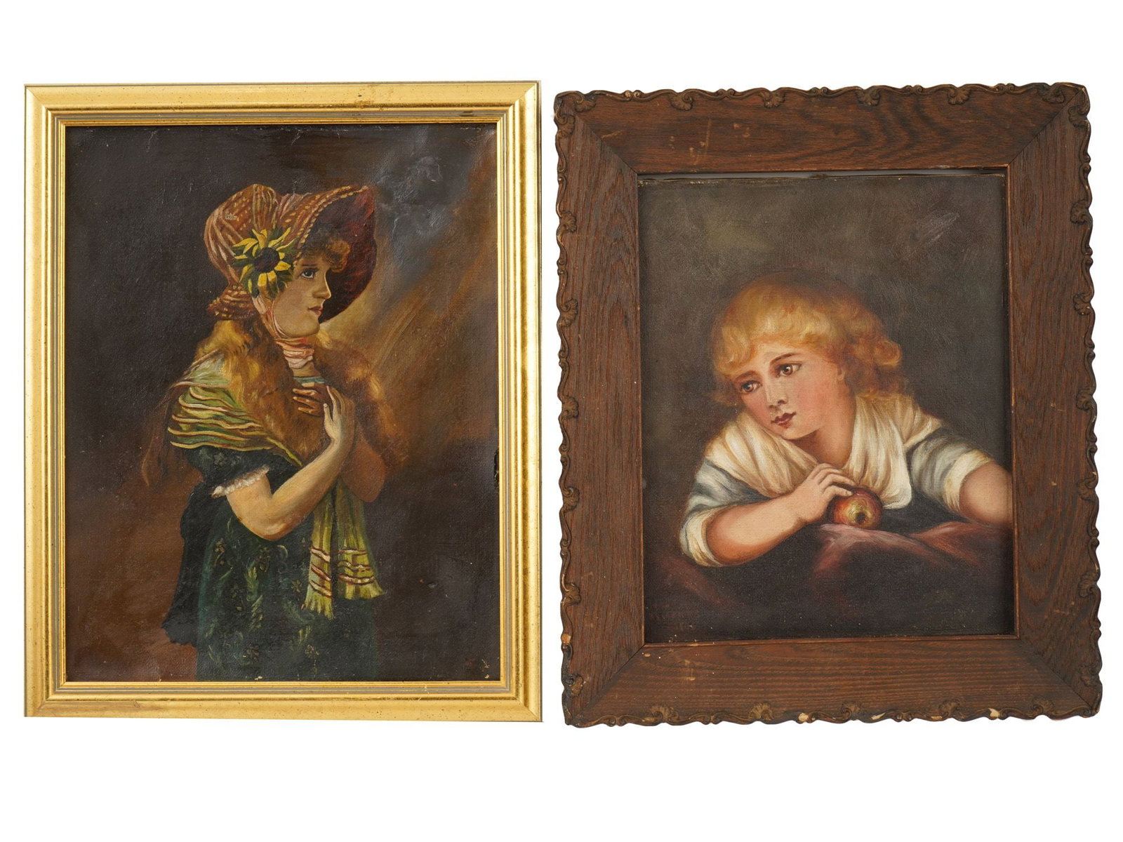 ANTIQUE VICTORIAN PORTRAIT PAINTINGS YOUNG WOMAN GIRL (1 of 7)