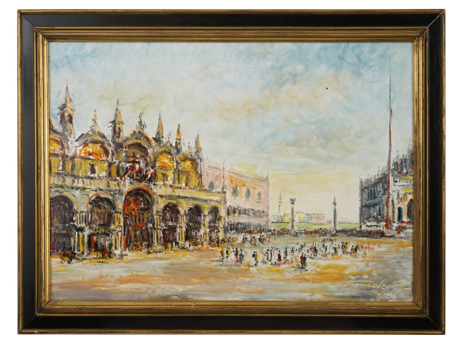 VIEW OF VENICE PAINTING ON COPPER SIGNED FRANCO LEONI (1 of 5)