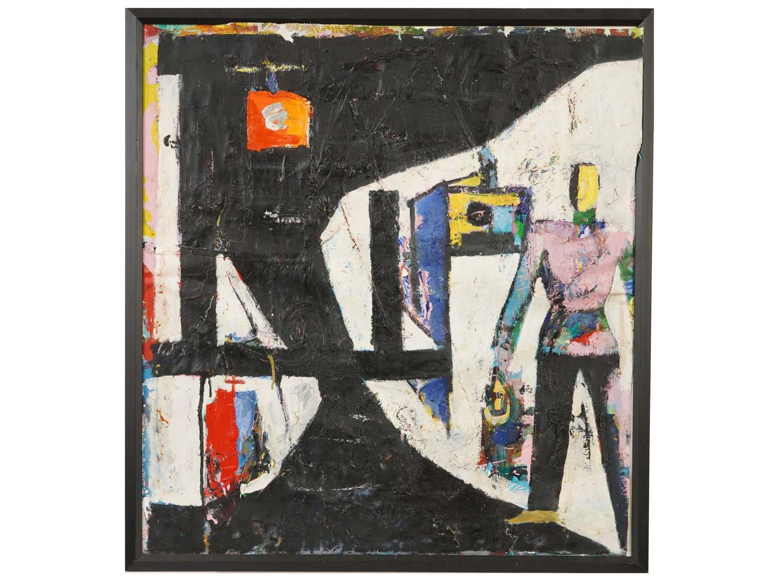 MODERN RUSSIAN OIL PAINTING BY YURIY MOROZEVICH: A modern oil painting on canvas by Yuriy Morozevich, Russian, born 1954, titled Composition. Inscribed Jerusalem and dated 2002 on verso. Contemporary Paintings And Art Collectibles. THIS LOT IS ELIGI