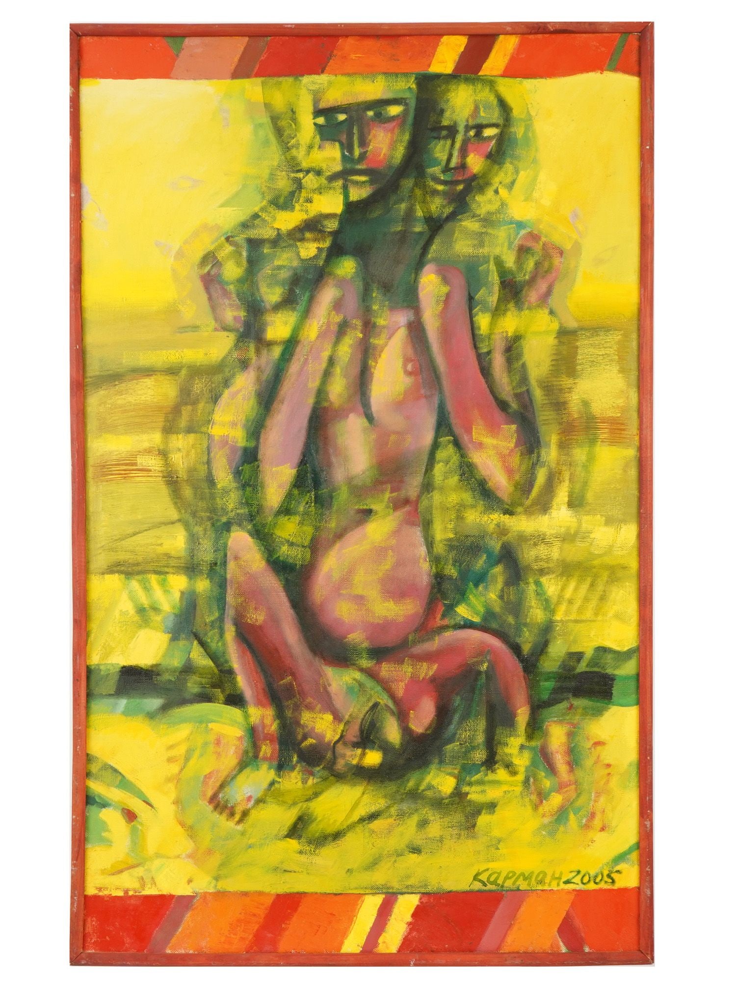 CONTEMPORARY RUSSIAN OIL PAINTING BY VITALY KARMANOV: Vitaly Anatolyevich Karmanov, Russian, 1947 to 2007, an oil painting on canvas, Portrait of My Contemporary, 2005. Signed and dated, lower right. Framed. Additionally inscribed, titled and dated, on t