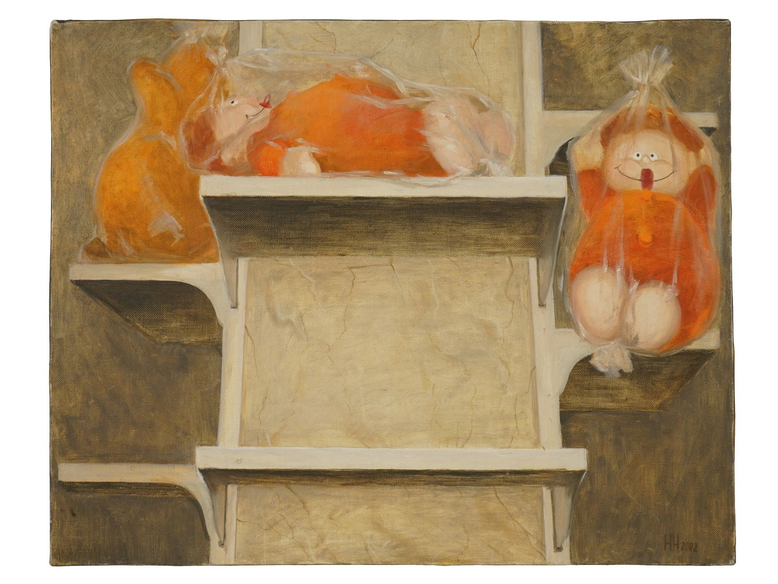 NATALIA NEPOVINNYKH CONTEMPORARY RUSSIAN OIL PAINTING: Natalia Viktorovna Nepovinnykh, a Contemporary Russian artist, an oil painting on canvas, Rest, from the Childrens World series. Signed with initials and dated 2002, lower right. Additionally inscribe