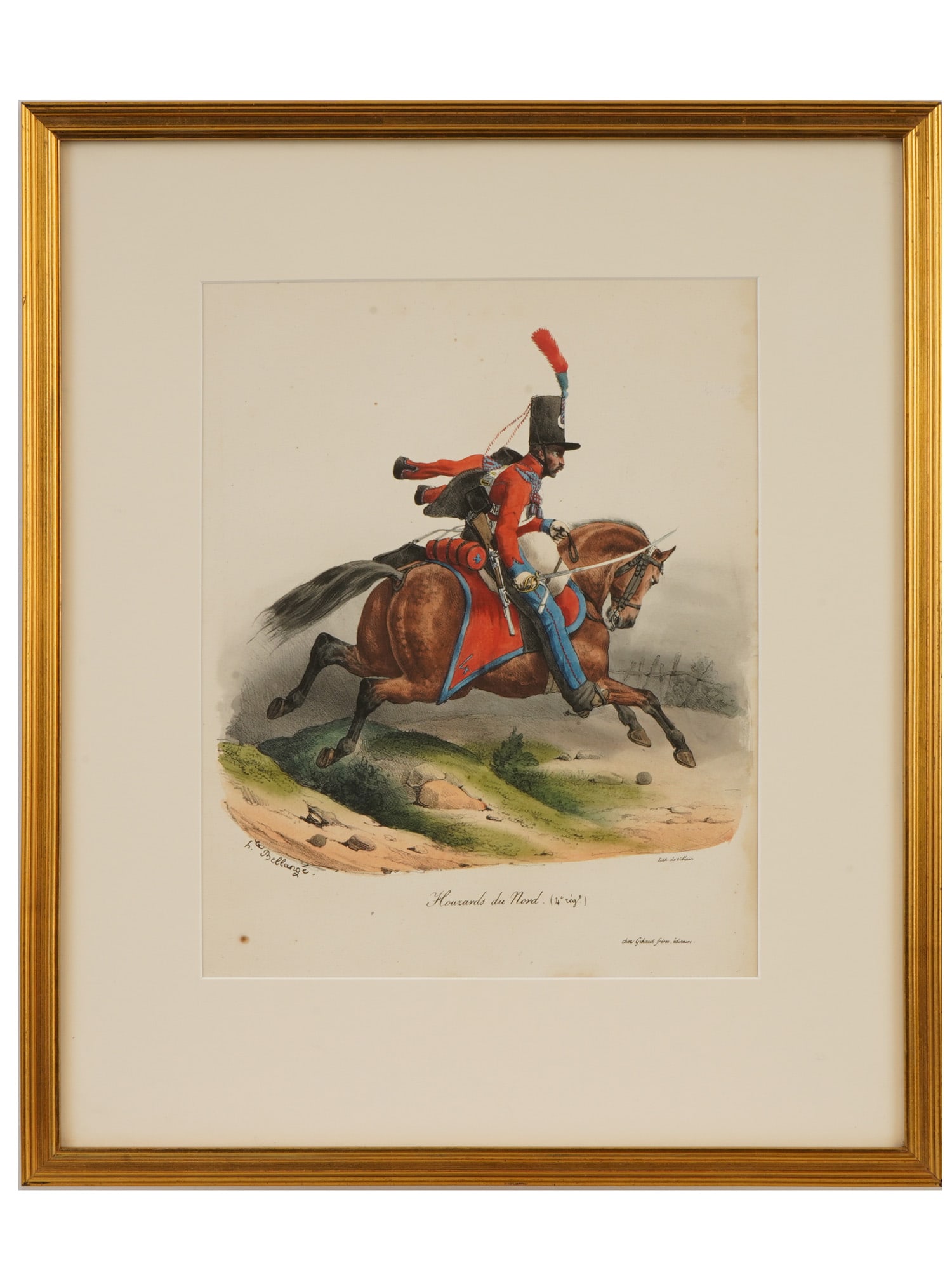 HIPPOLYTE BELLANGE FRENCH HAND COLORED LITHOGRAPH (1 of 6)
