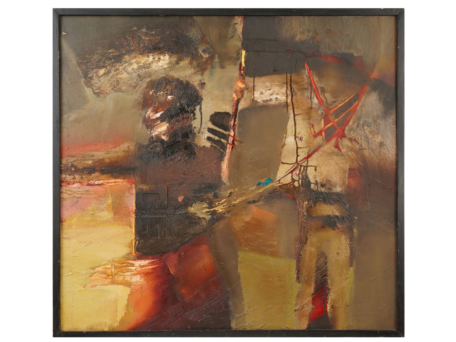 CONTEMPORARY UKRAINIAN OIL PAINTING BY YURI SHEIN: Yuri Alexandrovich Shein, Ukrainian, Russian, born 1947, a collage oil painting on canvas, Acoustics of Presence, 1993. Inscribed, titled and dated, on the backside. Framed. Yuriy Aleksandrovich Shein