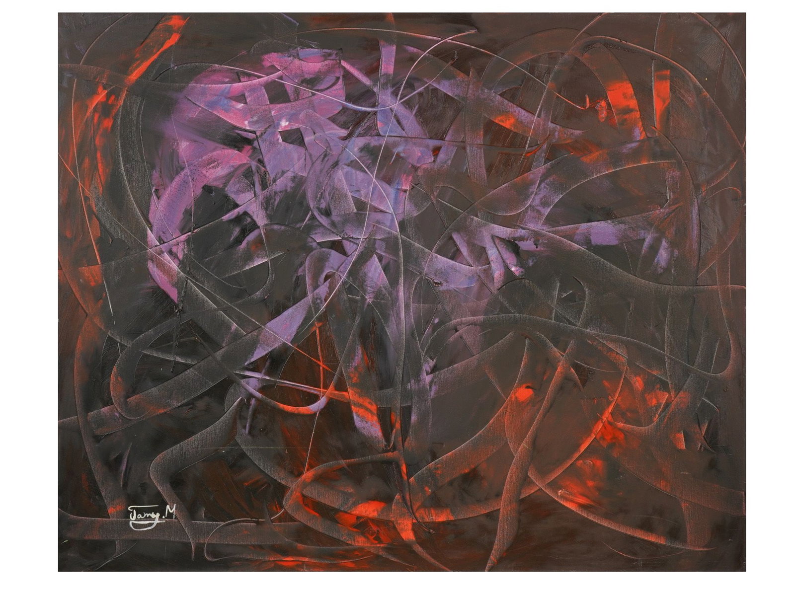 MODERNIST ABSTRACT EXPRESSIONIST OIL PAINTING SIGNED (1 of 4)
