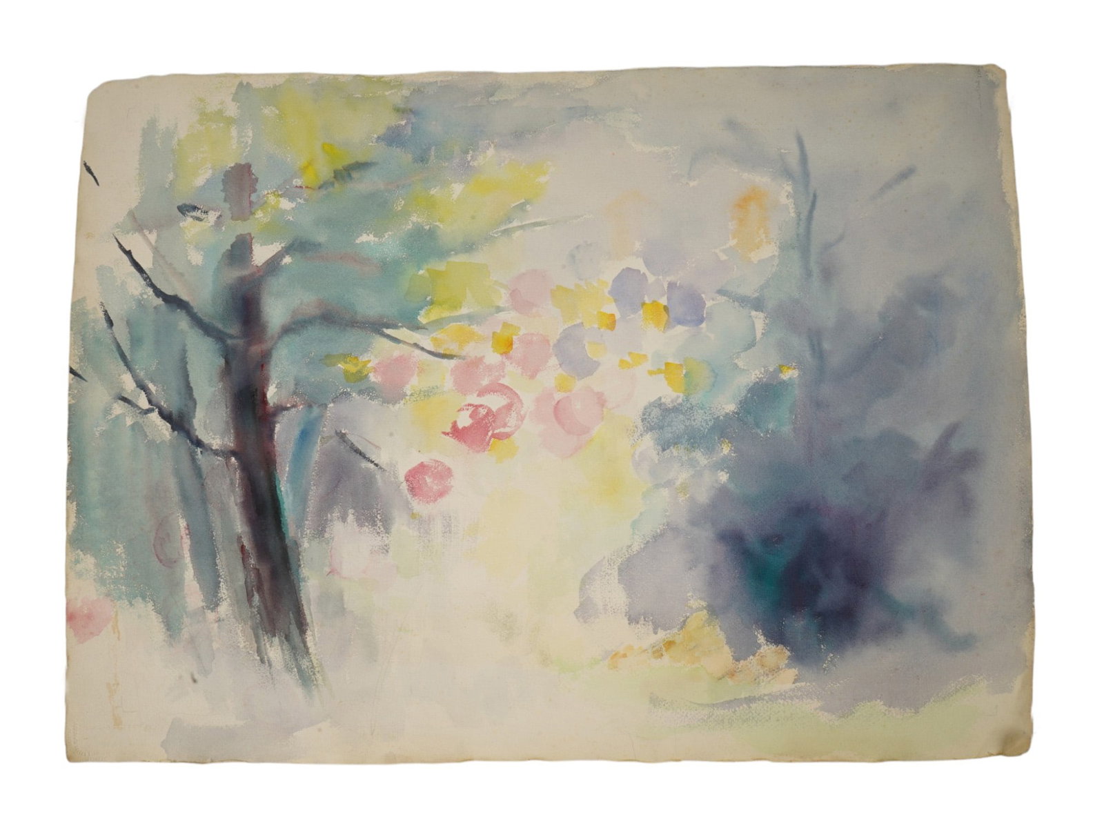 MODERNIST LANDSCAPE WATERCOLOR PAINTING SIGNED (1 of 4)