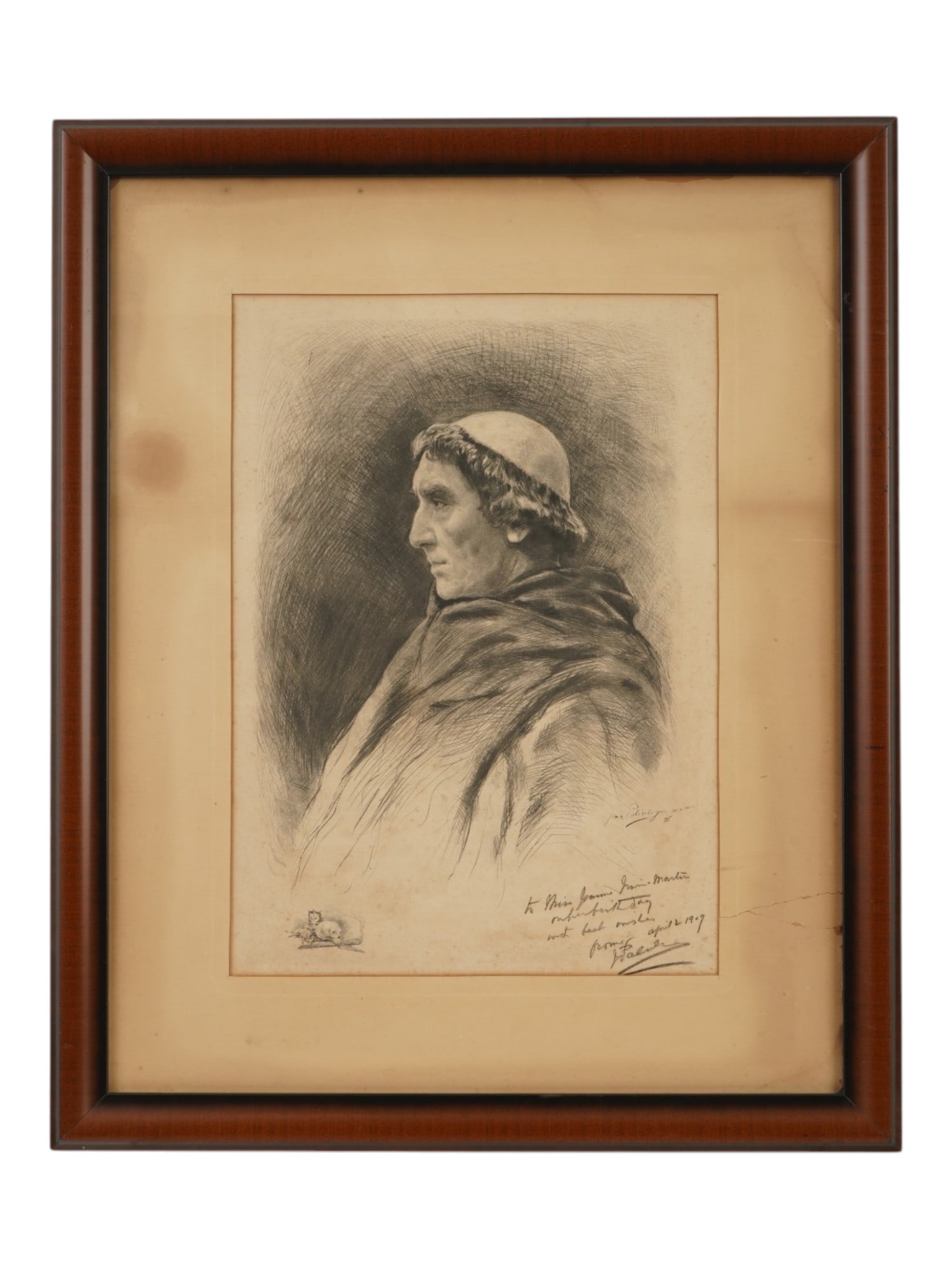 JEAN PALEOLOGUE MALE PORTRAIT GRAPHITE DRAWING (1 of 6)