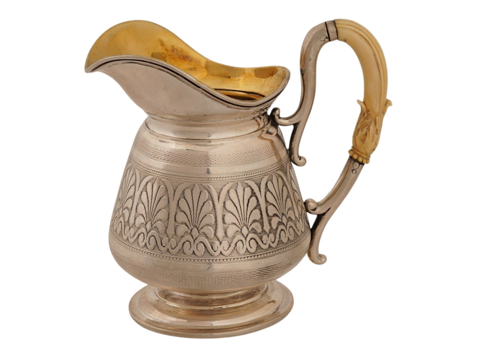 RUSSIAN SILVER MILK JUG W ENGRAVED NEOCLASSICAL DECOR (1 of 10)