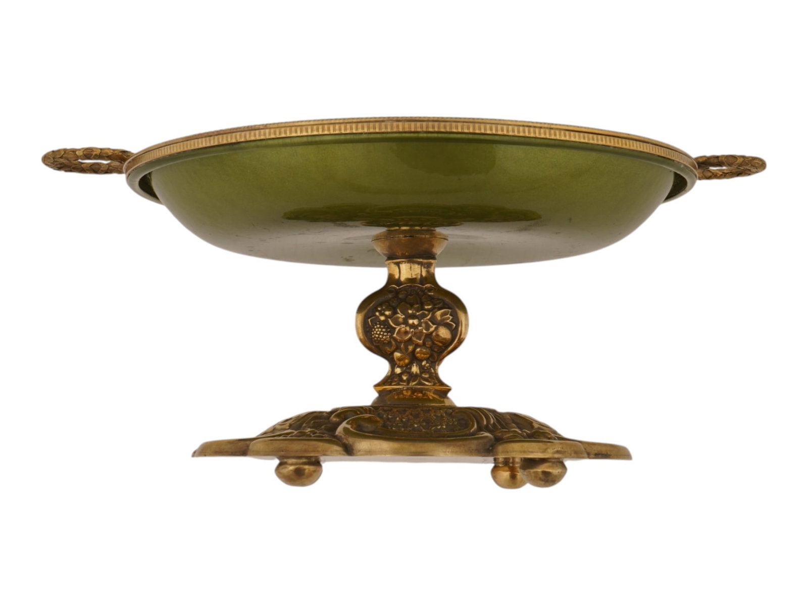 RUSSIAN GILT SILVER ENAMEL GLASS RUBY CANDY DISH - 3