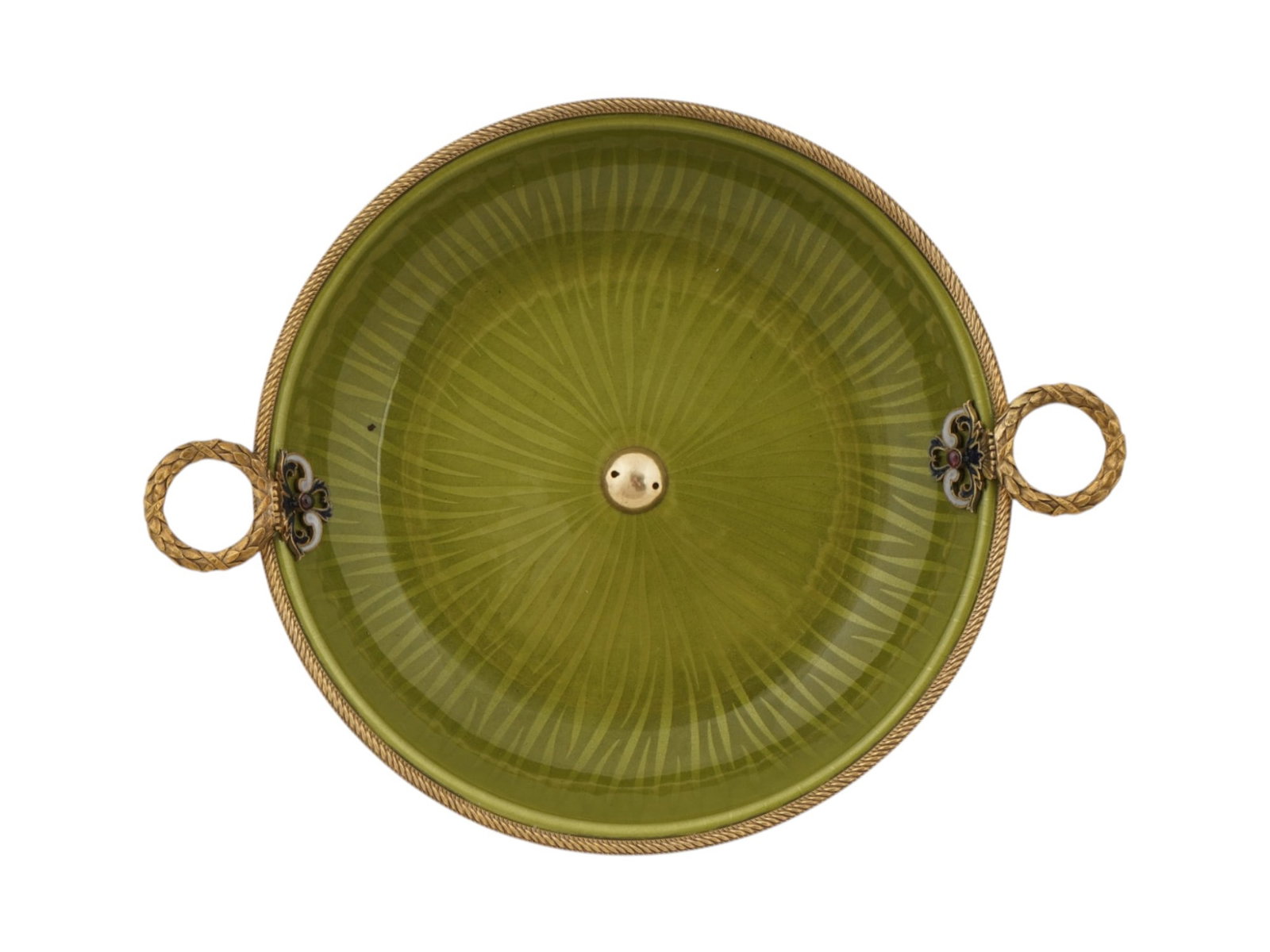 RUSSIAN GILT SILVER ENAMEL GLASS RUBY CANDY DISH - 7