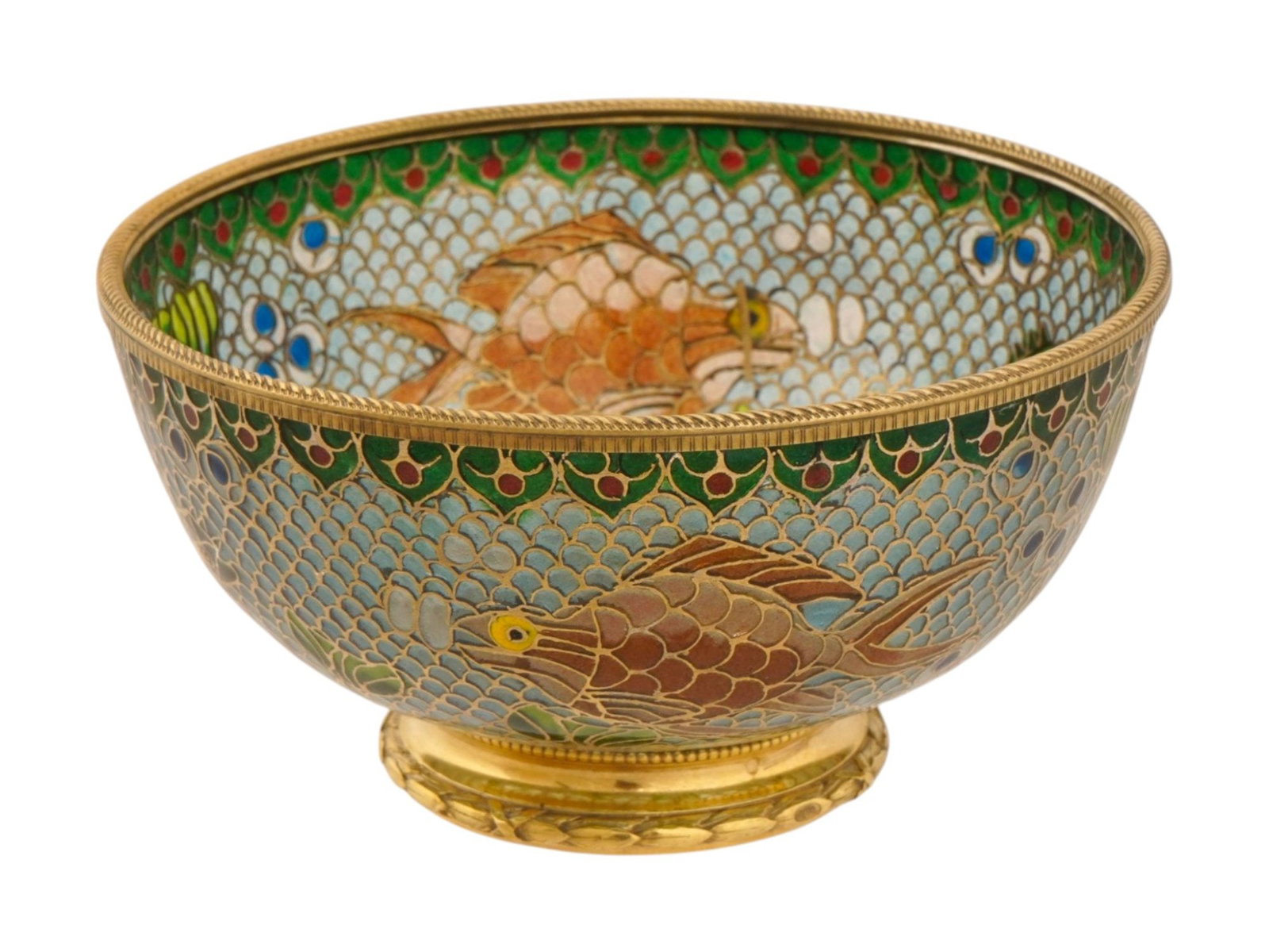 RUSSIAN GILT SILVER PLIQUE A JOUR ENAMEL CANDY DISH (1 of 7)