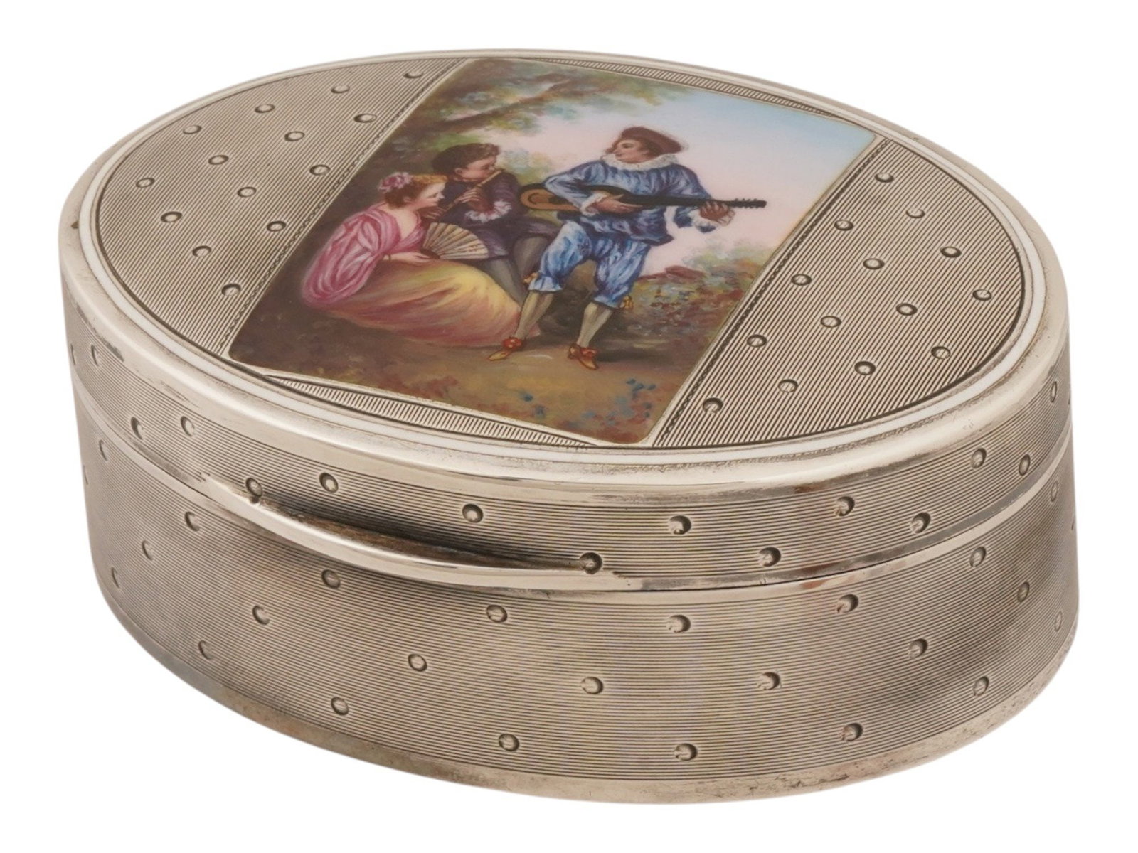 GERMAN STERLING SILVER ENAMEL SCENE TRINKET BOX (1 of 10)