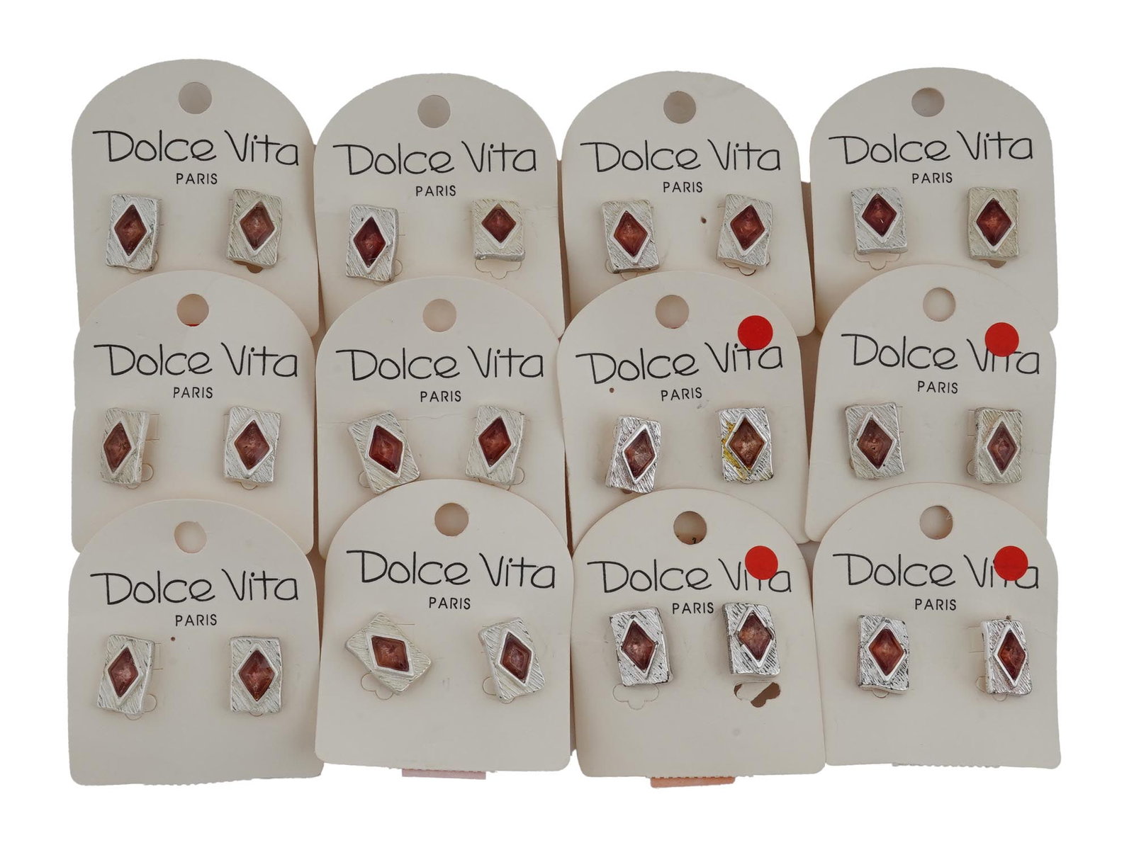 GROUP OF VINTAGE FRENCH DOLCE VITA STUD EARRINGS: A group of 12 vintage French Dolce Vita stud earrings, each featuring the brands signature bold and whimsical design aesthetic. Dating to the late 20th century. Vintage Costume Jewelry And Fashion Col