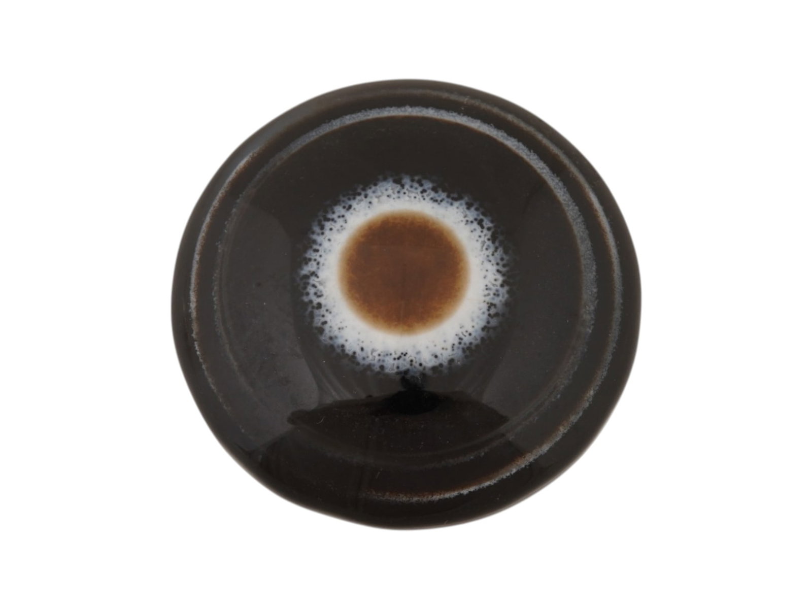 LARGE NATURAL BULLSEYE BANDED AGATE CABOCHON: A large natural bullseye banded agate cabochon. The polished gemstone displays a concentric eye pattern with alternating brown, white, and black bands. Natural Gemstones And Jewelry Collectibles. THIS
