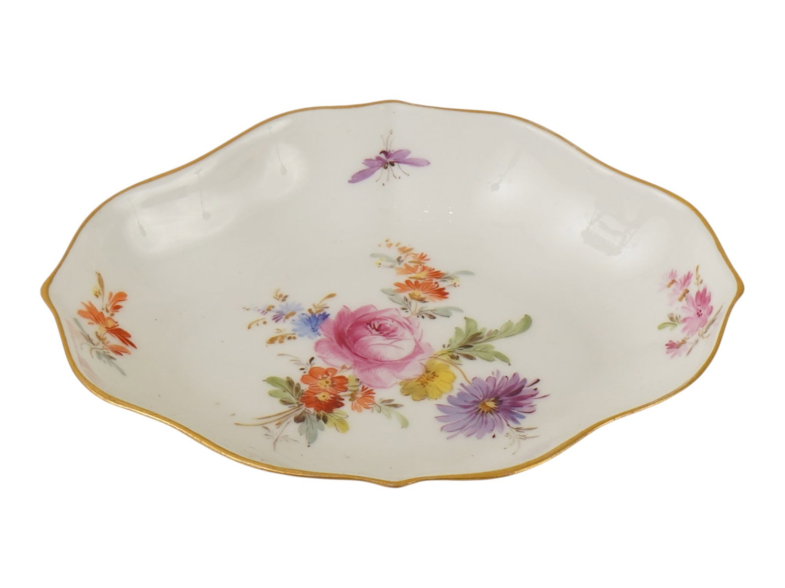 ANTIQUE MEISSEN HAND PAINTED PORCELAIN TRINKET DISH (1 of 6)