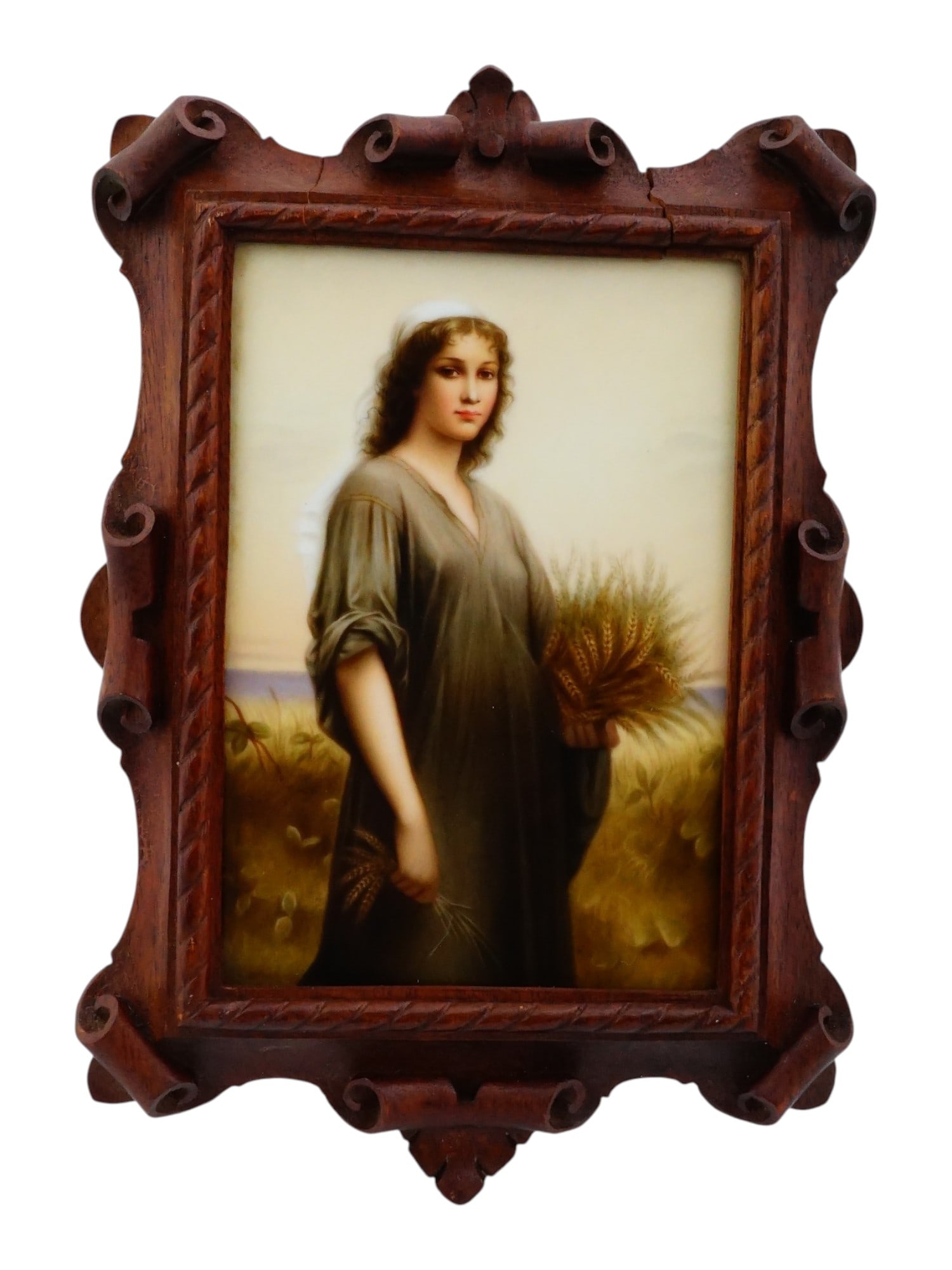 GERMAN FEMALE PORTRAIT HAND PAINTED PORCELAIN PLAQUE (1 of 9)