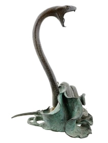 VINTAGE DECORATIVE BRONZE COBRA FOUNTAIN SCULPTURE