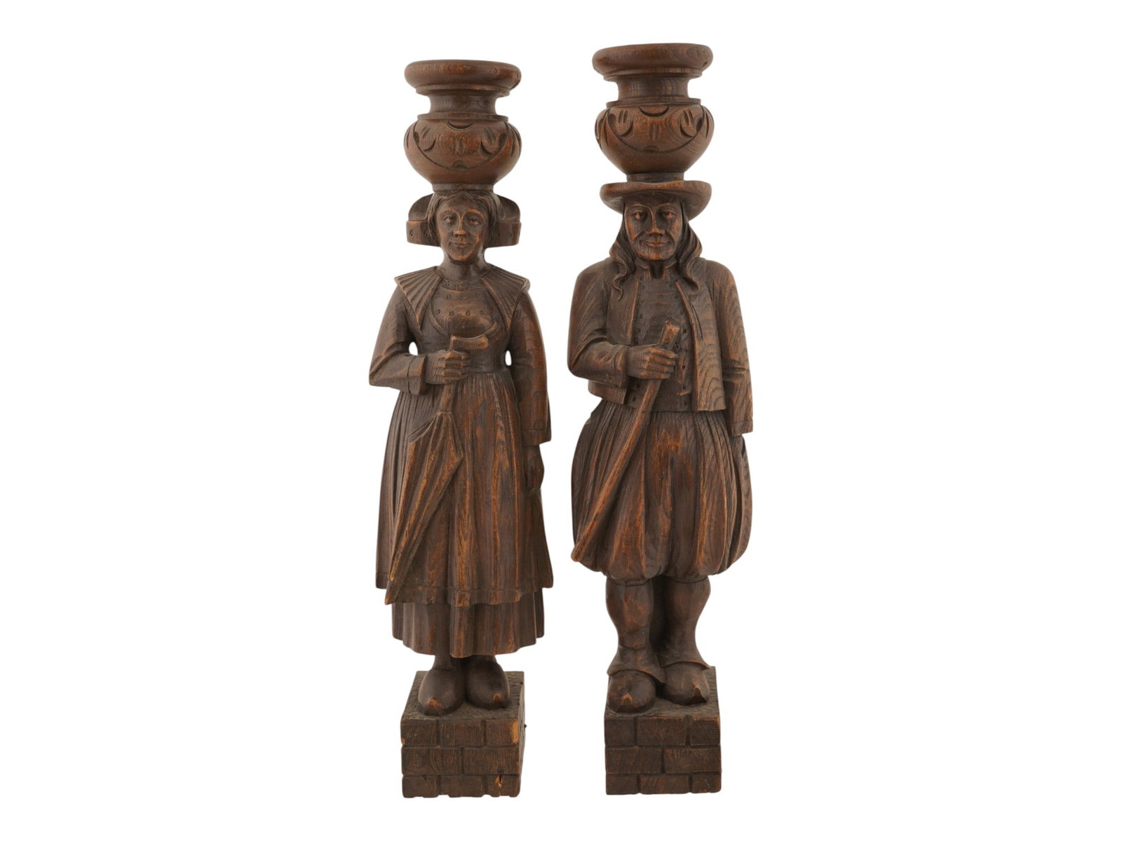 ANTIQUE FRENCH CARVED WOOD BRETON FIGURES (1 of 7)