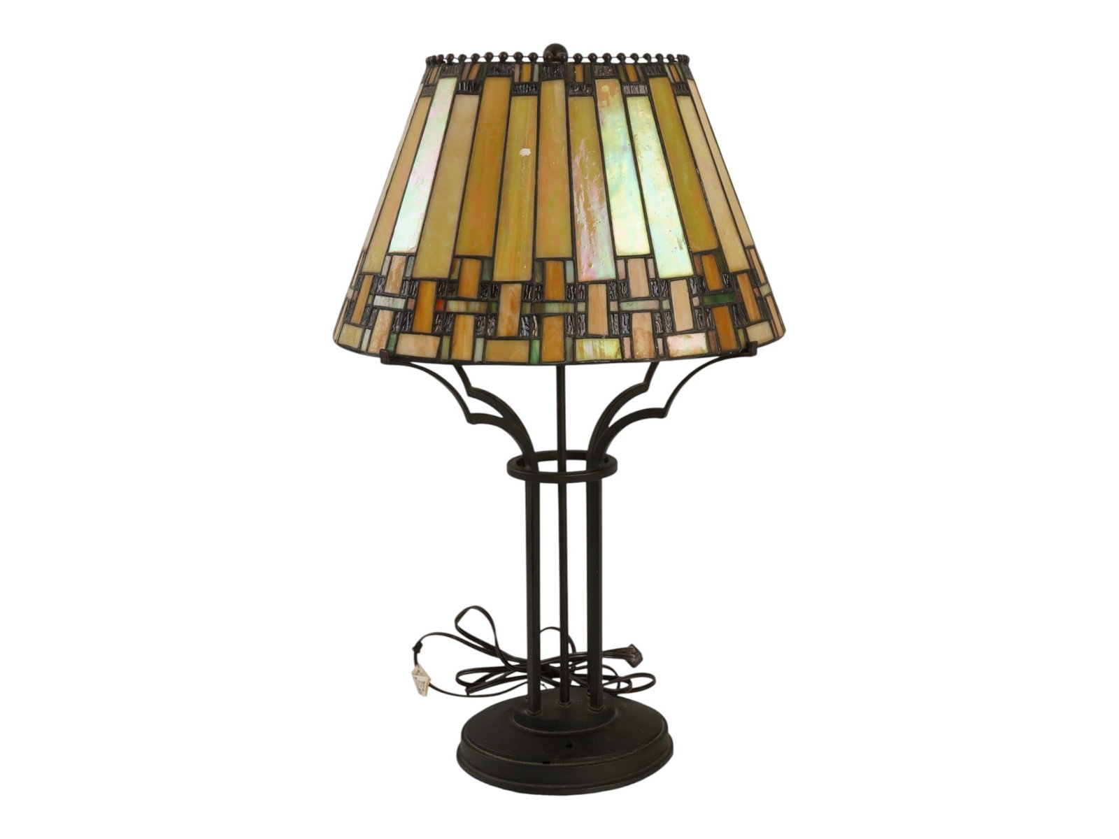 VINTAGE TIFFANY STYLE STAINED GLASS TABLE LAMP (1 of 11)