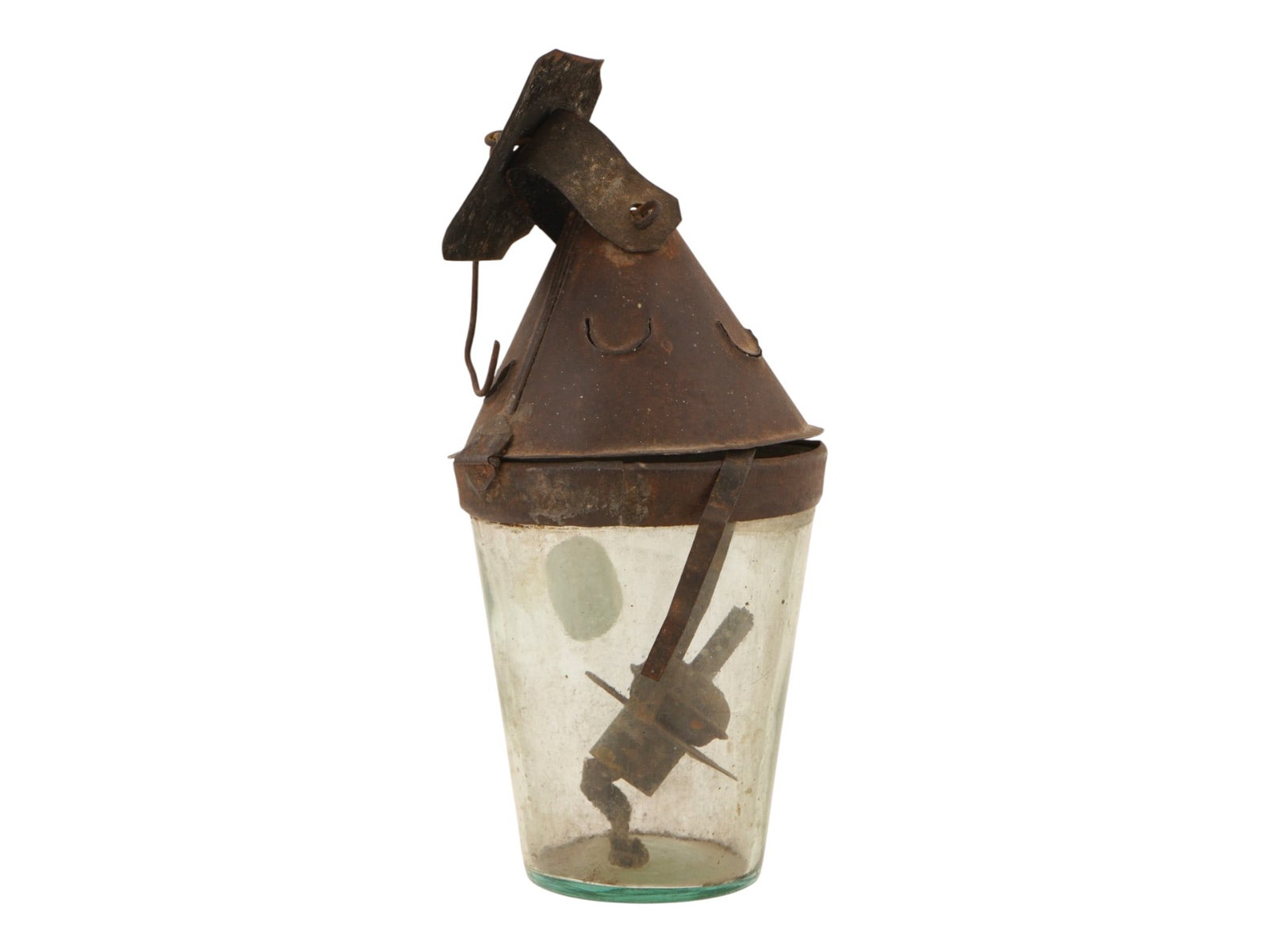 ANTIQUE 19TH C FRENCH METAL OIL LANTERN (1 of 8)