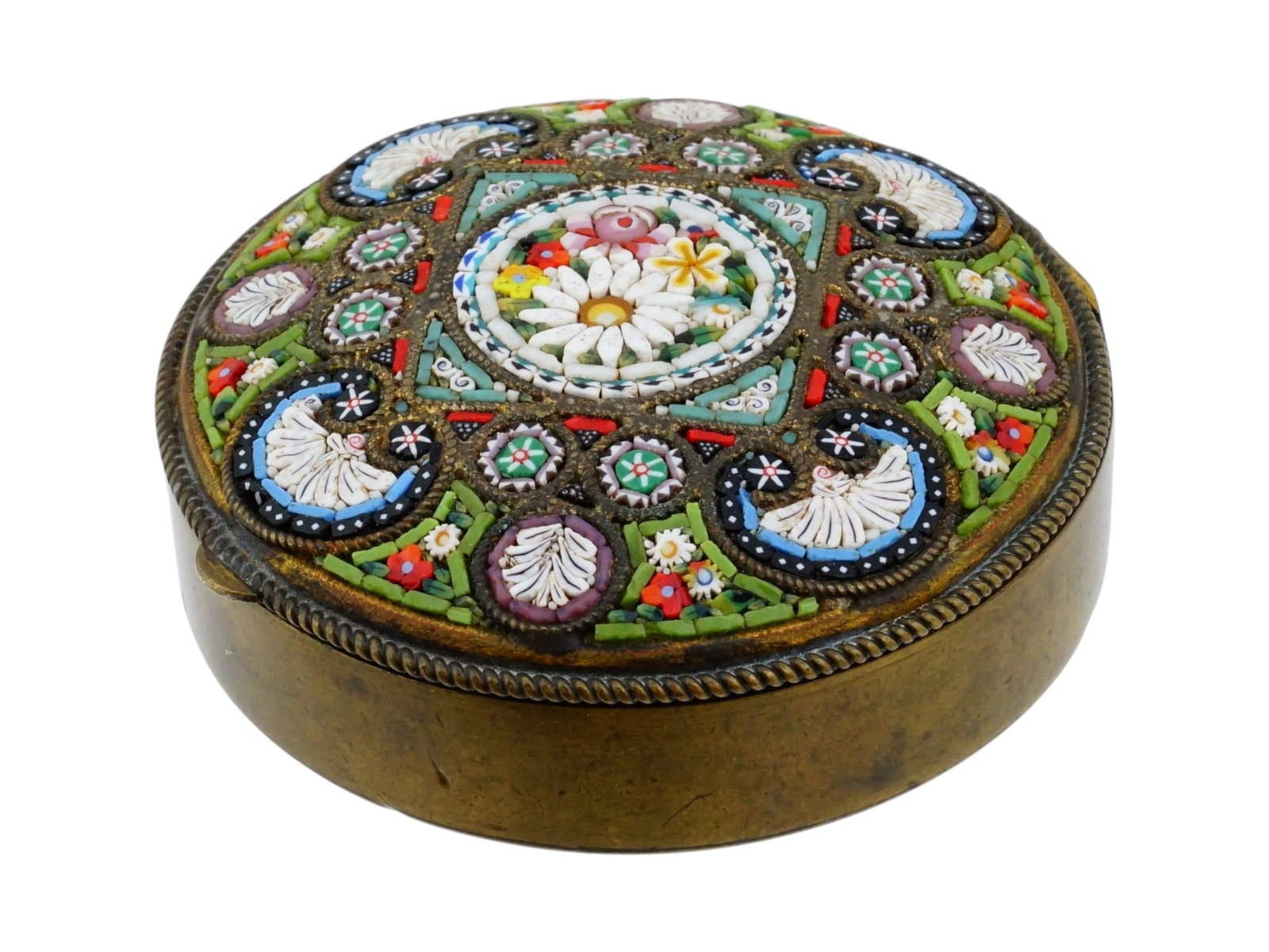 ANGELO PESSAR MICROMOSAIC BRONZE COMPACT MIRROR CASE (1 of 13)