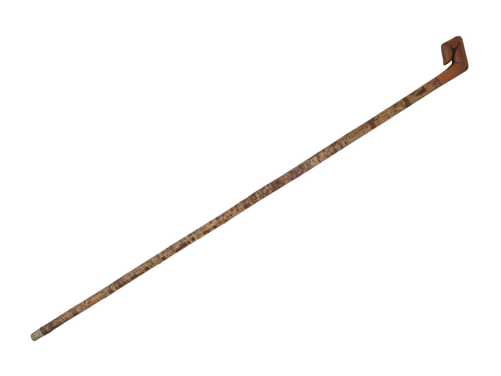 VINTAGE WALKING CANE WITH CARVED WOOD FIGURAL KNOB (1 of 6)