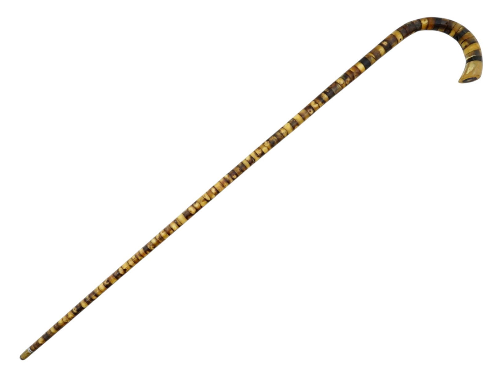 ANTIQUE STACKED HORN DISCS WALKING CANE (1 of 8)