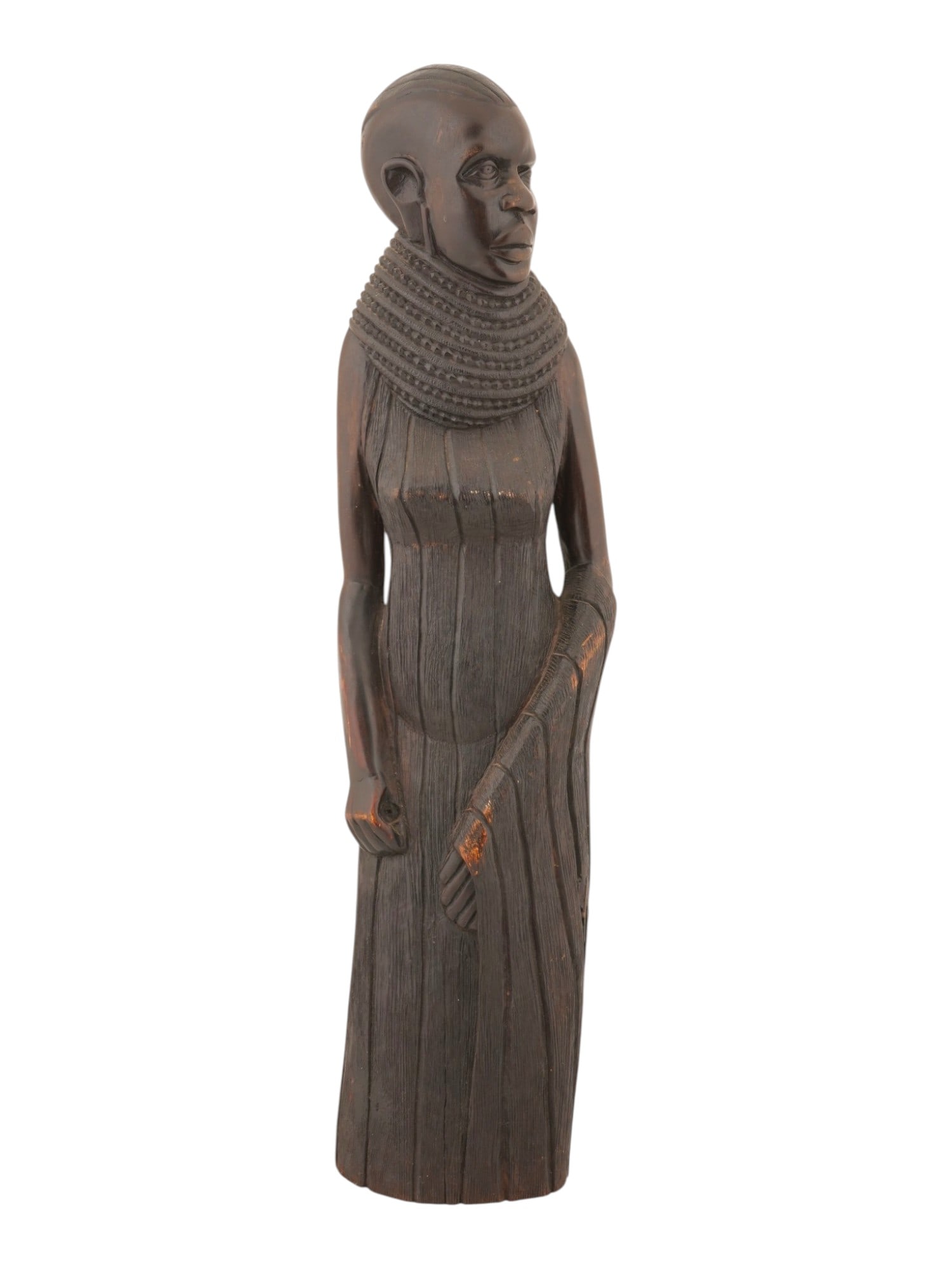 AFRICAN HAND CARVED WOODEN STATUETTE OF WOMAN (1 of 9)