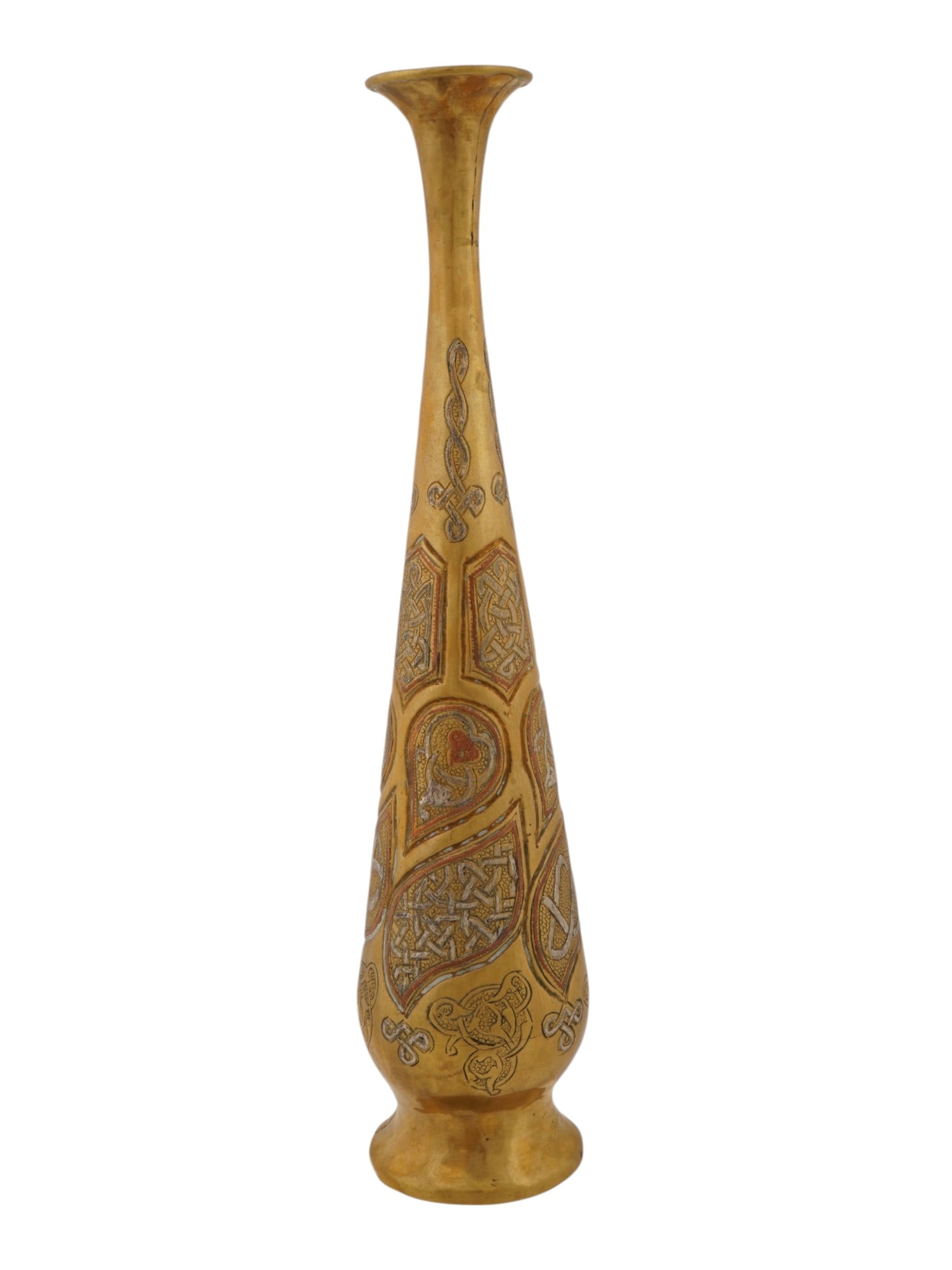 INDO PERSIAN ETCHED DESIGN BRASS TAPERED BUD VASE (1 of 10)