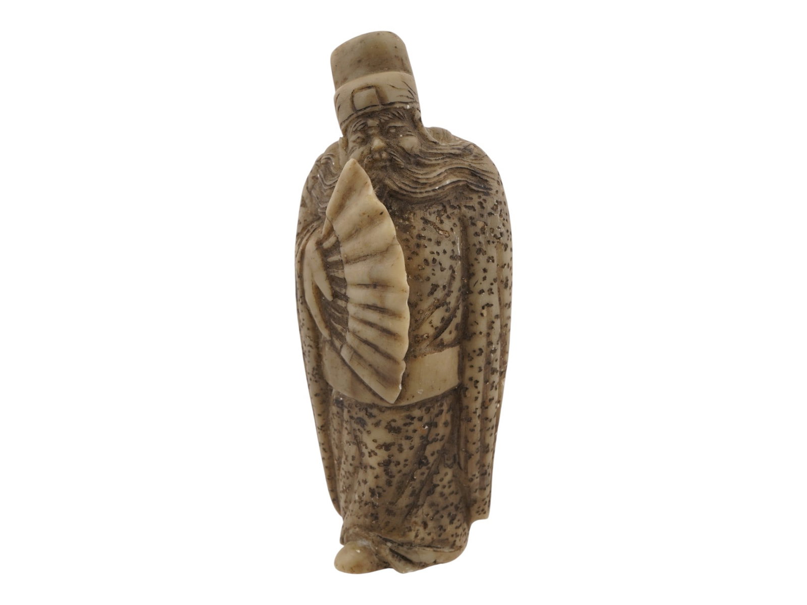 JAPANESE HAND CARVED HARD STONE FIGURE OF SCHOLAR (1 of 6)