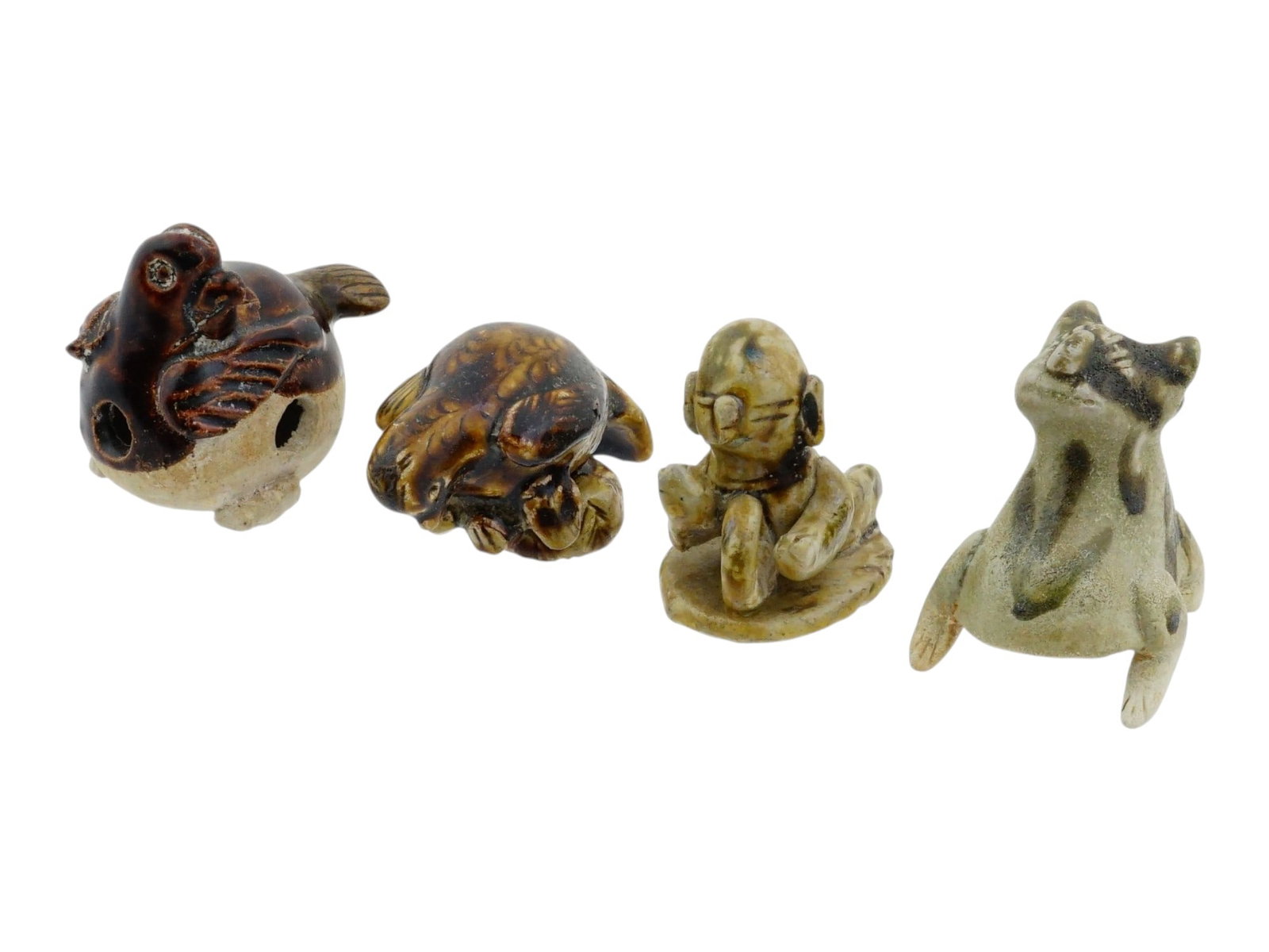 ANTIQUE CHINESE YUAN DYNASTY GLAZED CERAMIC FIGURINES (1 of 9)