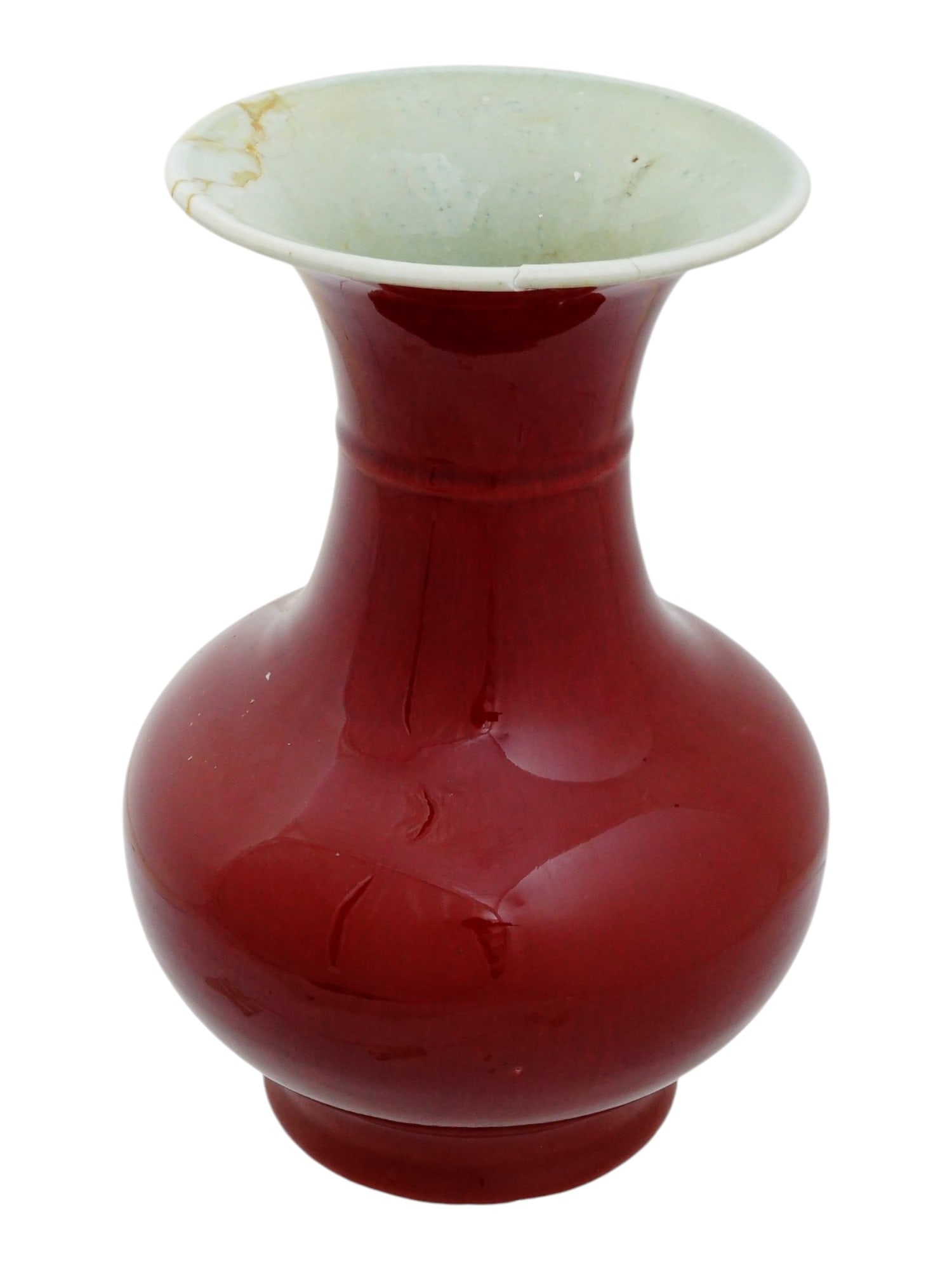 CHINESE REPUBLIC GLAZED OXBLOOD CERAMIC VASE (1 of 11)