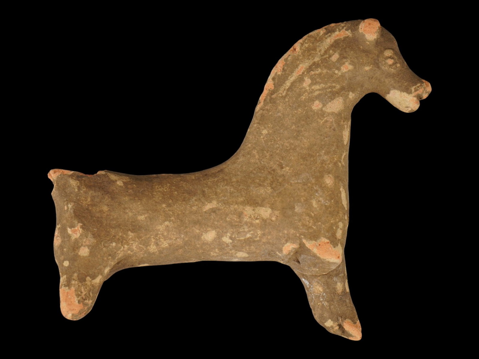 ANCIENT GREEK ARCHAIC TERRACOTTA FIGURE OF A HORSE: An Ancient Greek terracotta figurine of a horse. Archaic period, ca. 800 to 600 BC. Ancient Clay Figurines For Collectors. Terracotta horse figures were commonly dedicated in sanctuaries as offerings 
