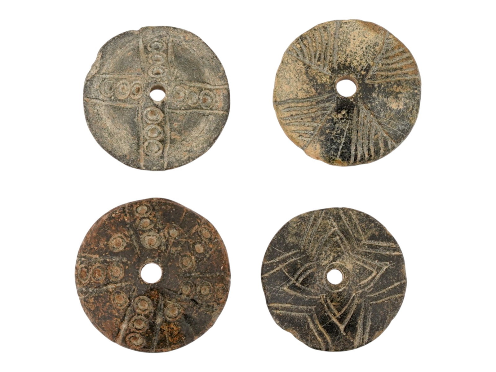GROUP OF FOUR ANCIENT HOLY LAND SPINDLE WHORLS (1 of 5)