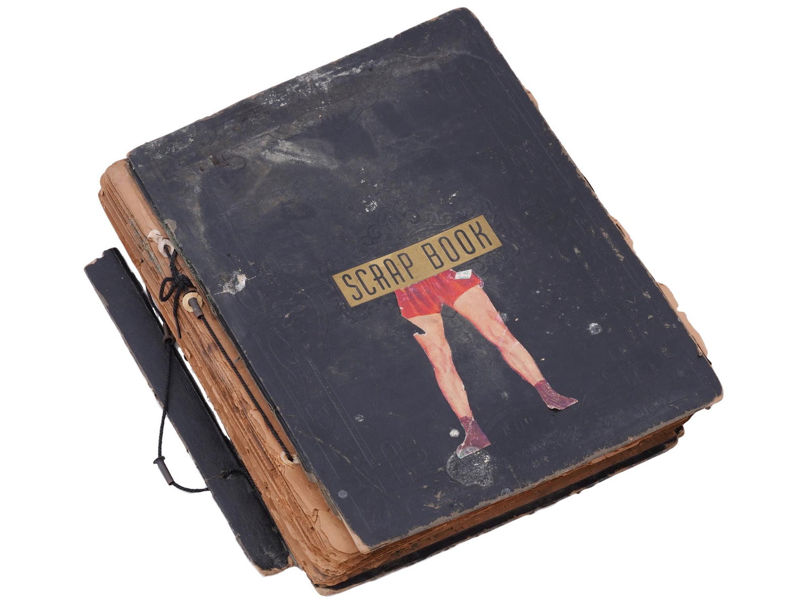 MID CENT AMERICAN SCRAPBOOK WITH BOXING CUT OUTS: A mid-20th century album with embossed hardcover, a scrapbook with cutouts related to boxing from American newspapers. With handwritten comments on the margins. 170 pages. Historical Collectibles, Spo