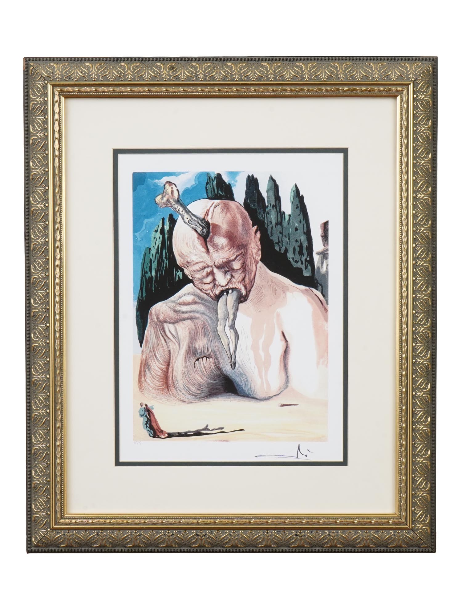 AFTER SALVADOR DALI FACSIMILE SIGNED THE DEVIL LOGICIAN: After Salvador Dali, Spanish, 1904 to 1989, facsimile-signed print titled The Devil Logician, executed after the original 1965 woodcut from The Divine Comedy series. Published by Atelier L.L. Glass