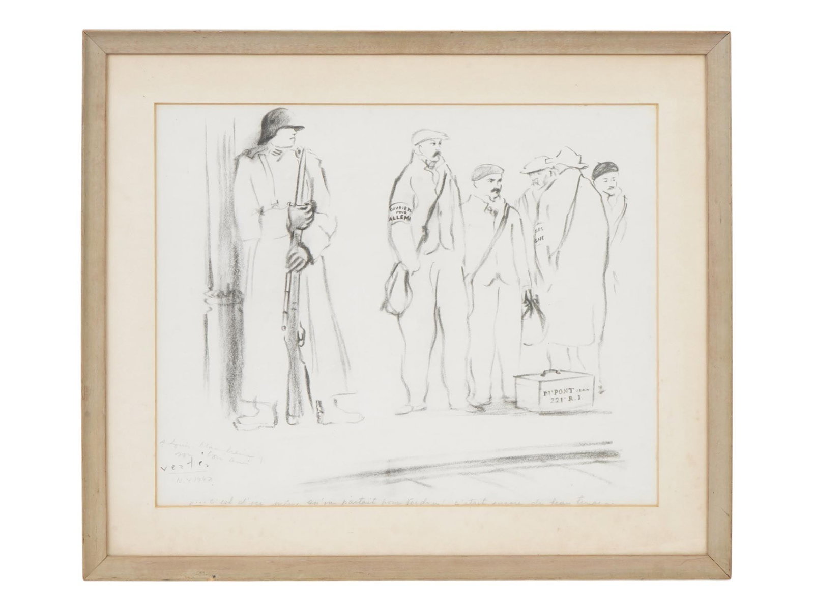LTD FRENCH LITHOGRAPH BY MARCEL VERTES SIGNED: Marcel Vertes, Hungarian, French, American, 1895 to 1961, a limited edition lithograph on paper depicting a military scene. Signed, inscribed and dated 1942 in pencil, lower left. Additionally inscrib