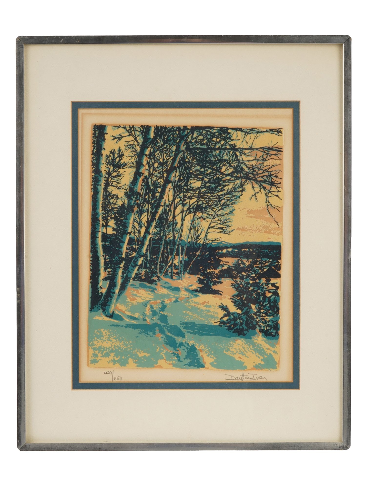 LTD AMERICAN SILKSCREEN BY DAYTON IVES SIGNED W COA: Dayton Ives, a Contemporary American artist, a limited edition color silkscreen, Wonderland, 1982. Signed in pencil, lower right. Numbered in pencil, 227 of 250, lower left. Framed. Completed with a c