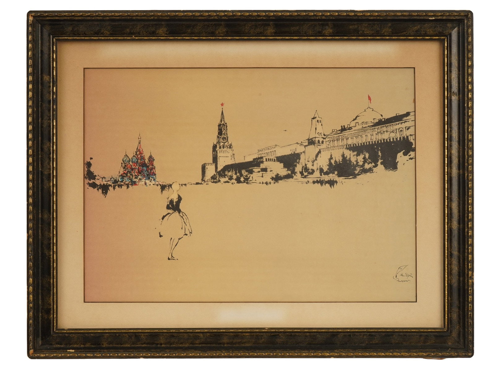 VINTAGE COLOR LITHOGRAPH VIEW OF MOSCOW (1 of 5)