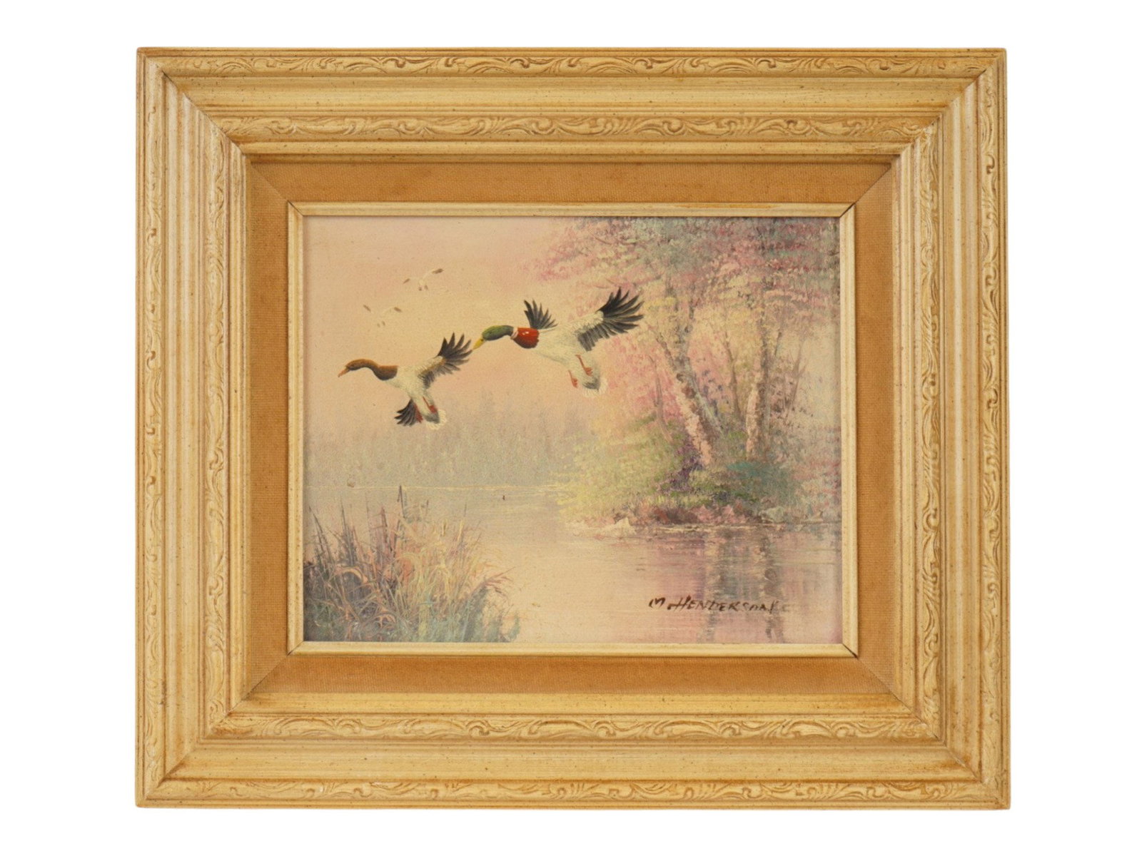 MIDCENTURY LANDSCAPE PAINTING SIGNED M. HENDERSON (1 of 4)