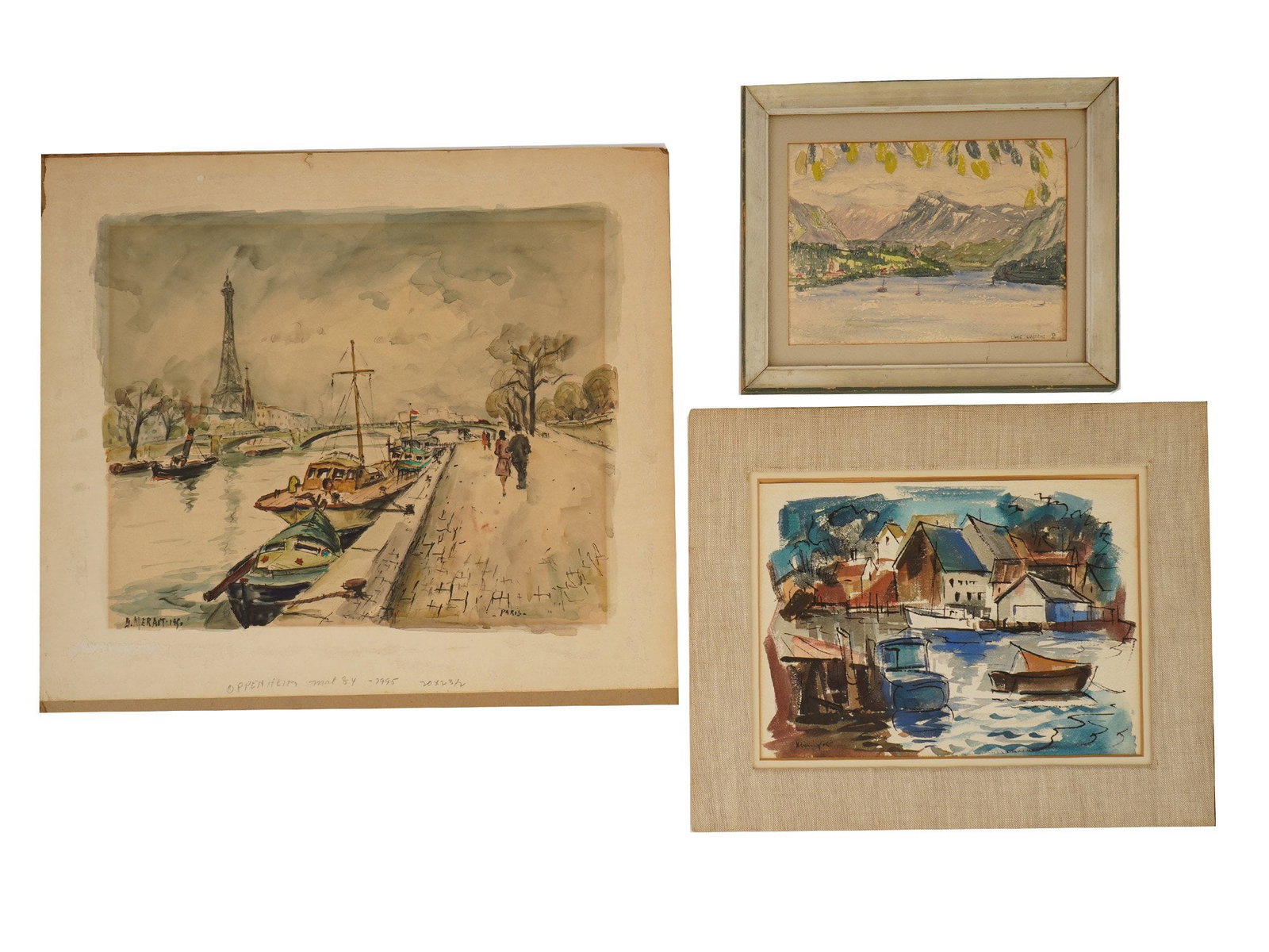 LOT OF FRENCH LANDSCAPE WATERCOLOR PAINTINGS SIGNED (1 of 10)