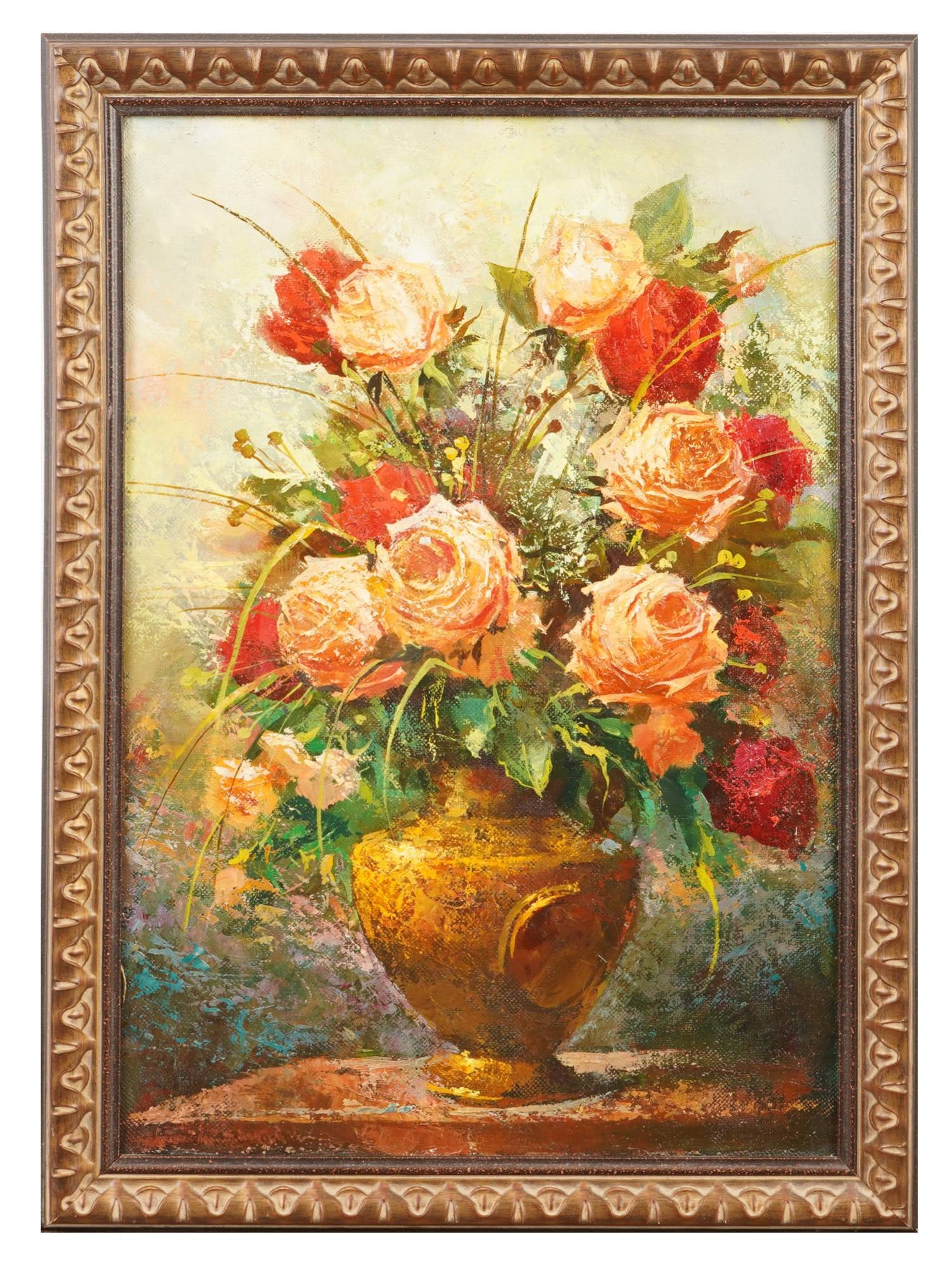 RUSSIAN FLOWERS STILL LIFE OIL PAINTING BY V N GAYUN (1 of 6)