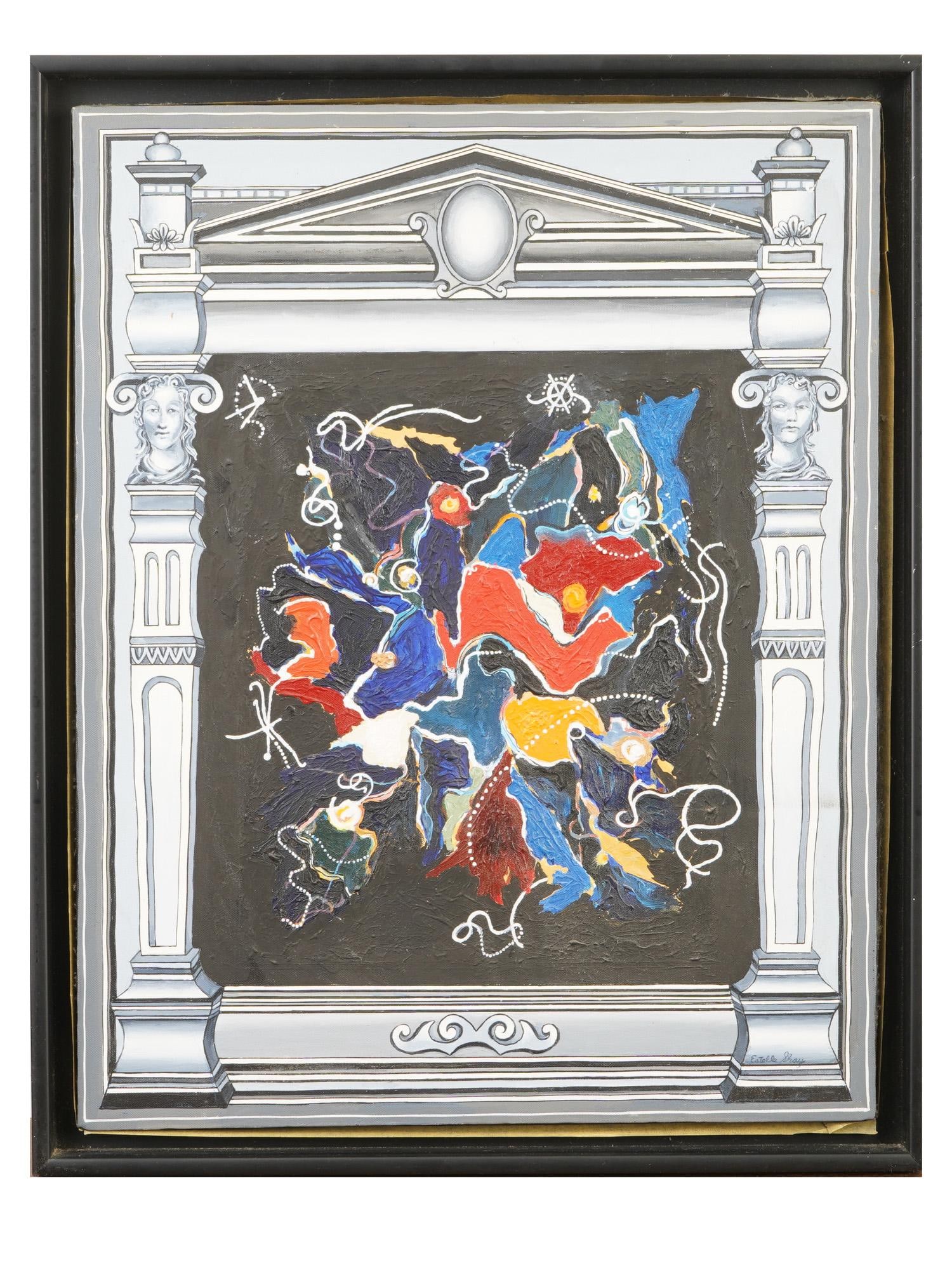 SIGNED ESTELLE SHAY AMERICAN OIL ABSTRACT PAINTING (1 of 8)