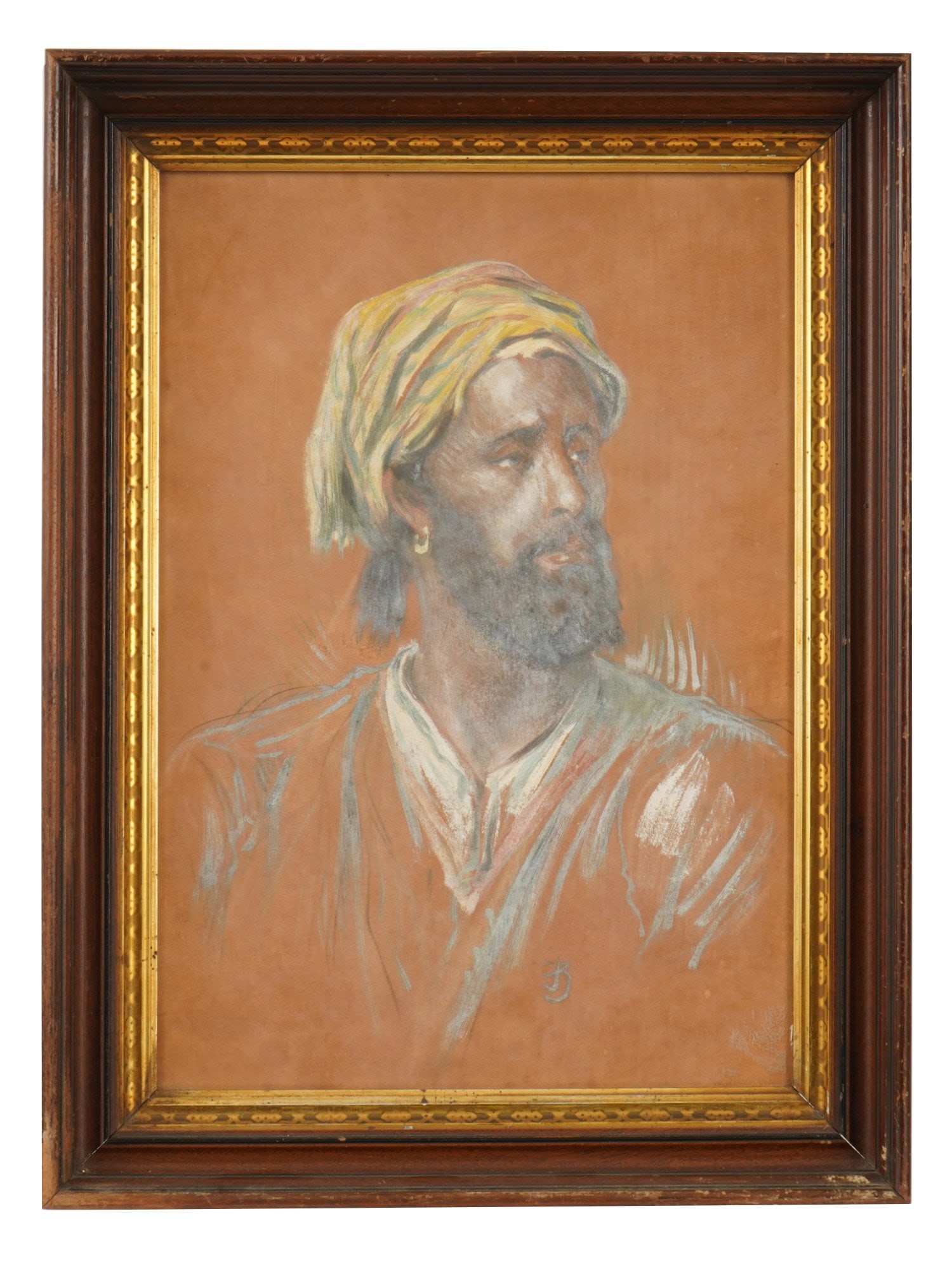 ORIENTALIST MALE PORTRAIT PASTEL PAINTING SIGNED (1 of 4)
