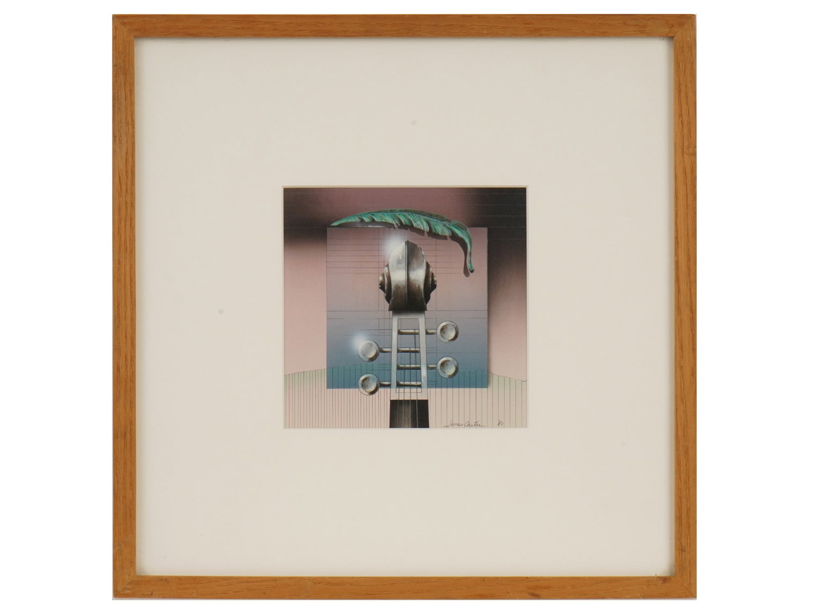 CONTEMPORARY AMERICAN OIL PAINTING BY JAMES CARTER: James Carter, American, born 1948, an acrylic painting on board, Palm Beach Song, 1981. Signed and dated, lower right. Framed. Additionally inscribed and titled, on the backside. James Carter is known