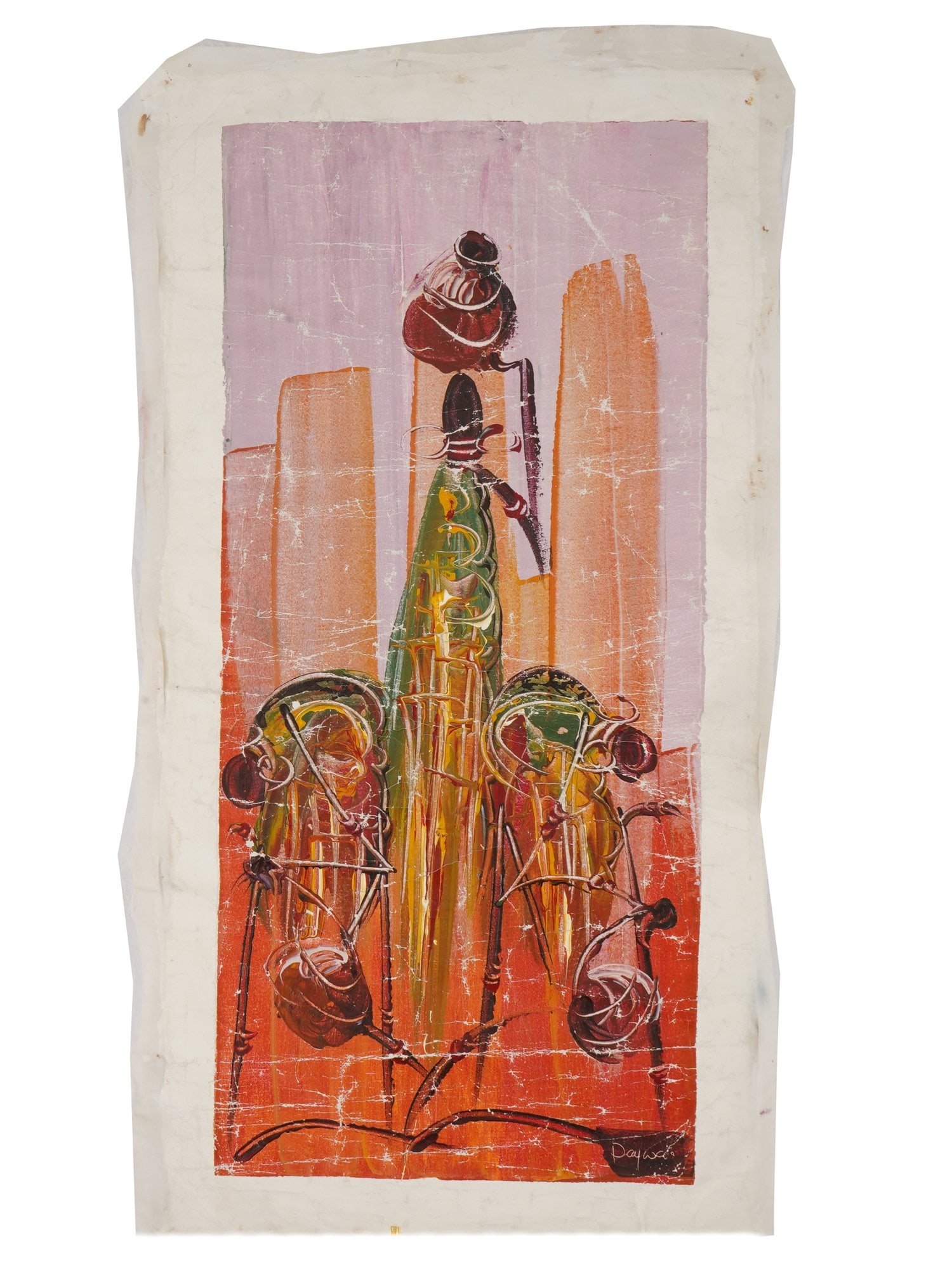 MODERN AFRICAN OIL PAINTING MAASAI TRIBE FROM KENYA (1 of 6)