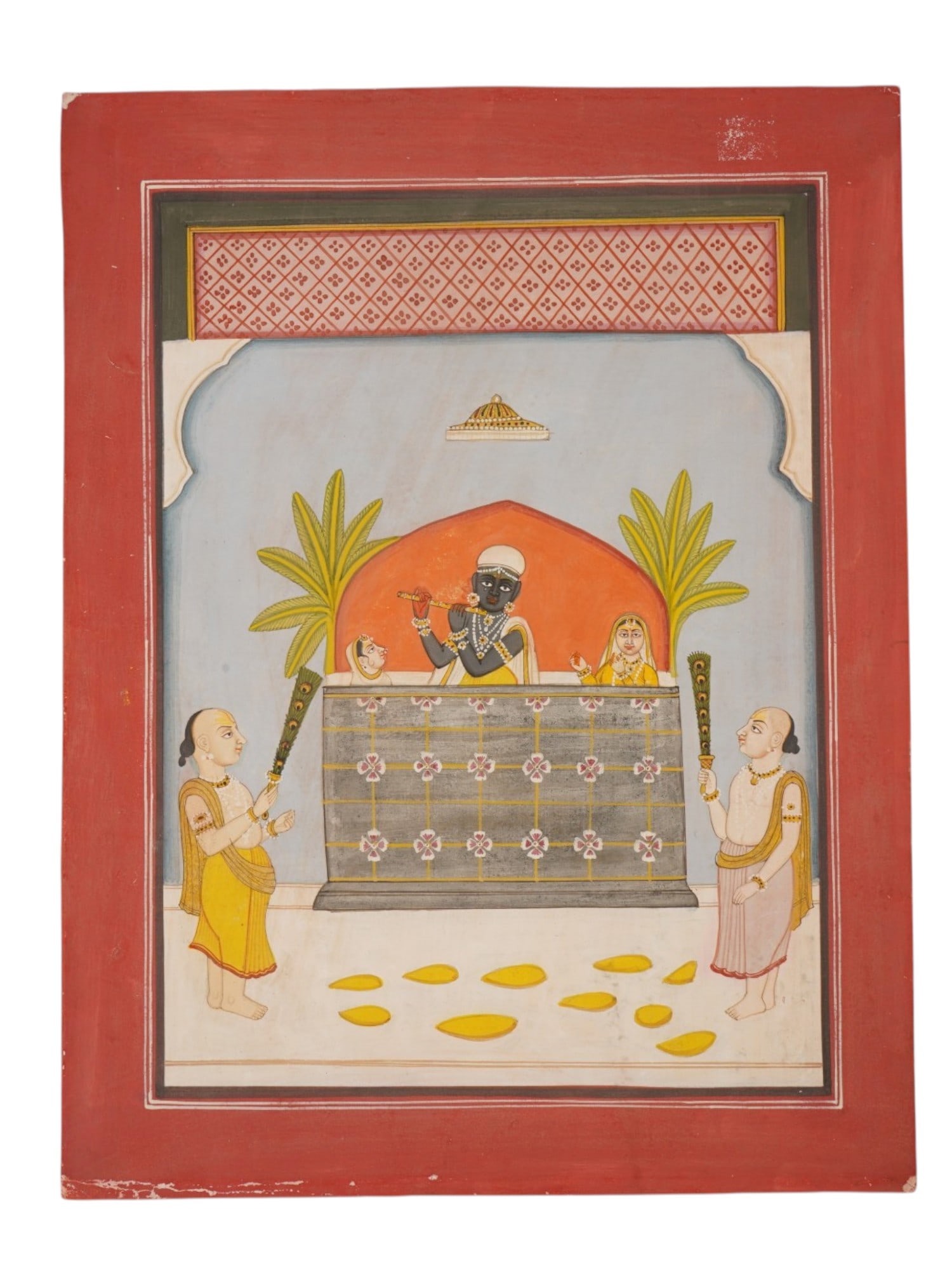 INDIAN UDAIPUR SCHOOL SRI KRISHNA MINIATURE PAINTING (1 of 3)
