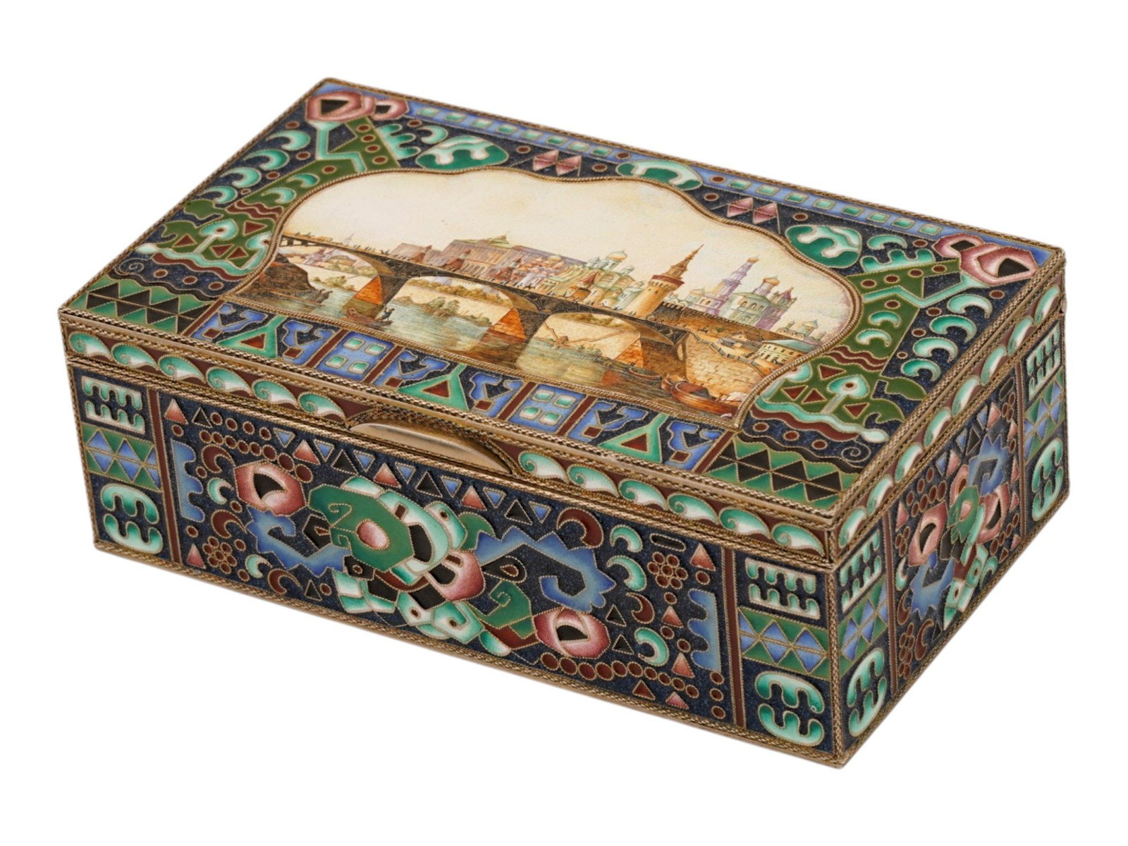 RUSSIAN SILVER ENAMEL BOX WITH MINIATURE PAINTING (1 of 9)